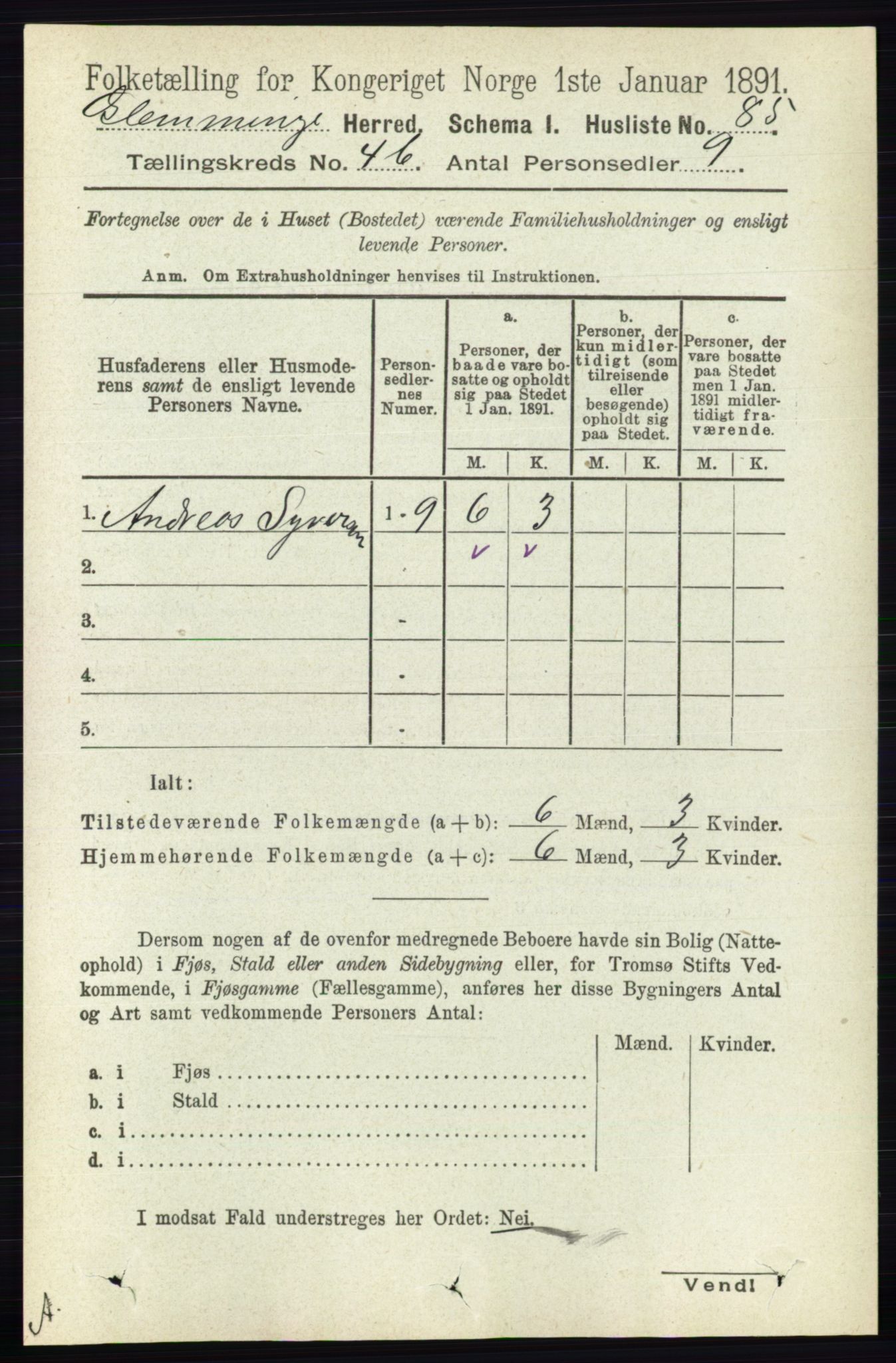 RA, 1891 census for 0132 Glemmen, 1891, p. 4818