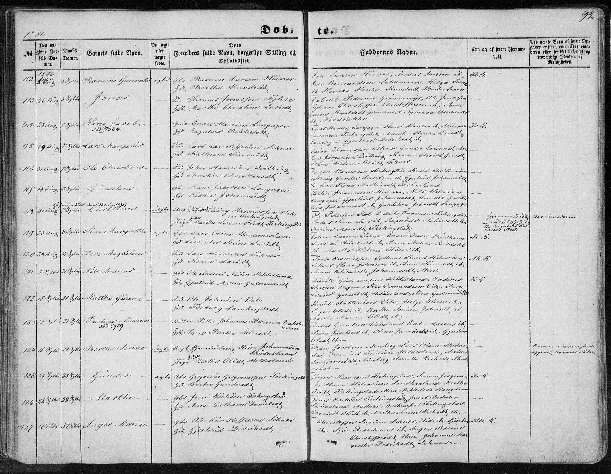 Skudenes sokneprestkontor, SAST/A -101849/H/Ha/Haa/L0004: Parish register (official) no. A 3.1, 1847-1863, p. 92
