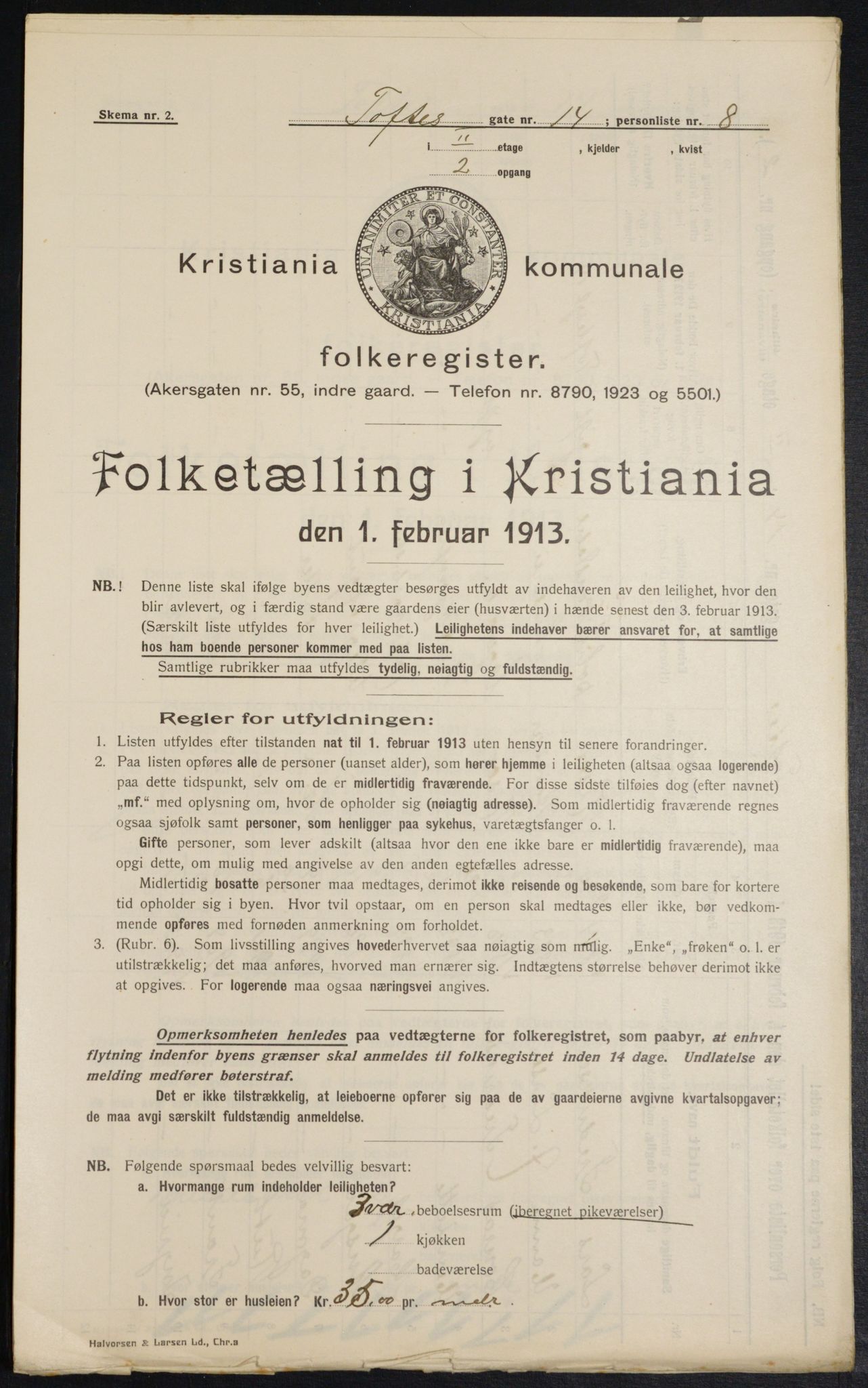 OBA, Municipal Census 1913 for Kristiania, 1913, p. 111539