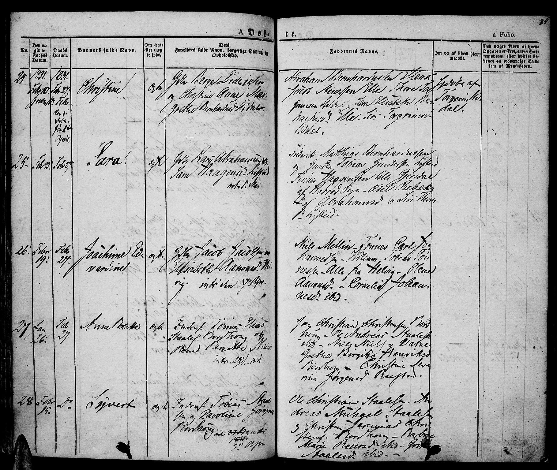 Lista sokneprestkontor, AV/SAK-1111-0027/F/Fa/L0008: Parish register (official) no. A 8, 1823-1835, p. 84