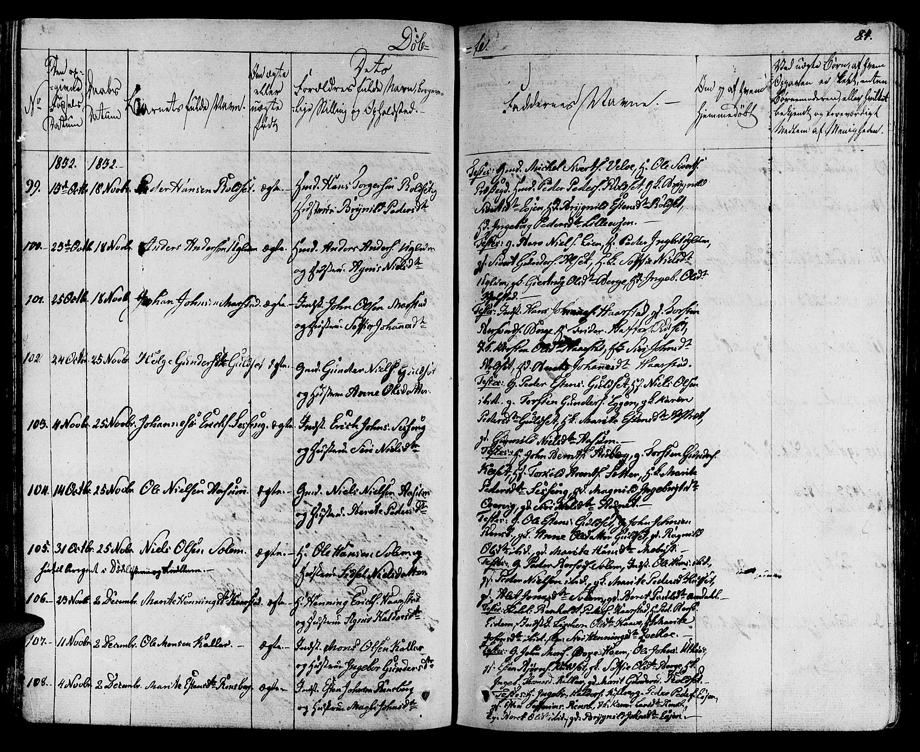 Ministerialprotokoller, klokkerbøker og fødselsregistre - Sør-Trøndelag, SAT/A-1456/695/L1143: Parish register (official) no. 695A05 /1, 1824-1842, p. 84