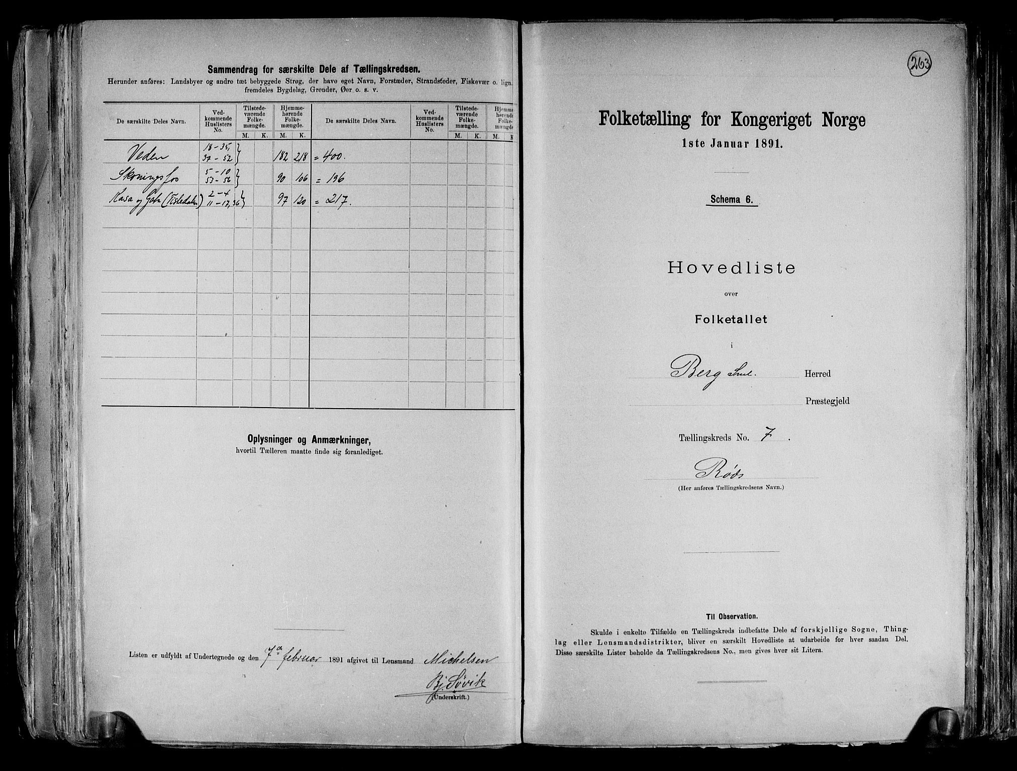 RA, 1891 census for 0116 Berg, 1891, p. 24