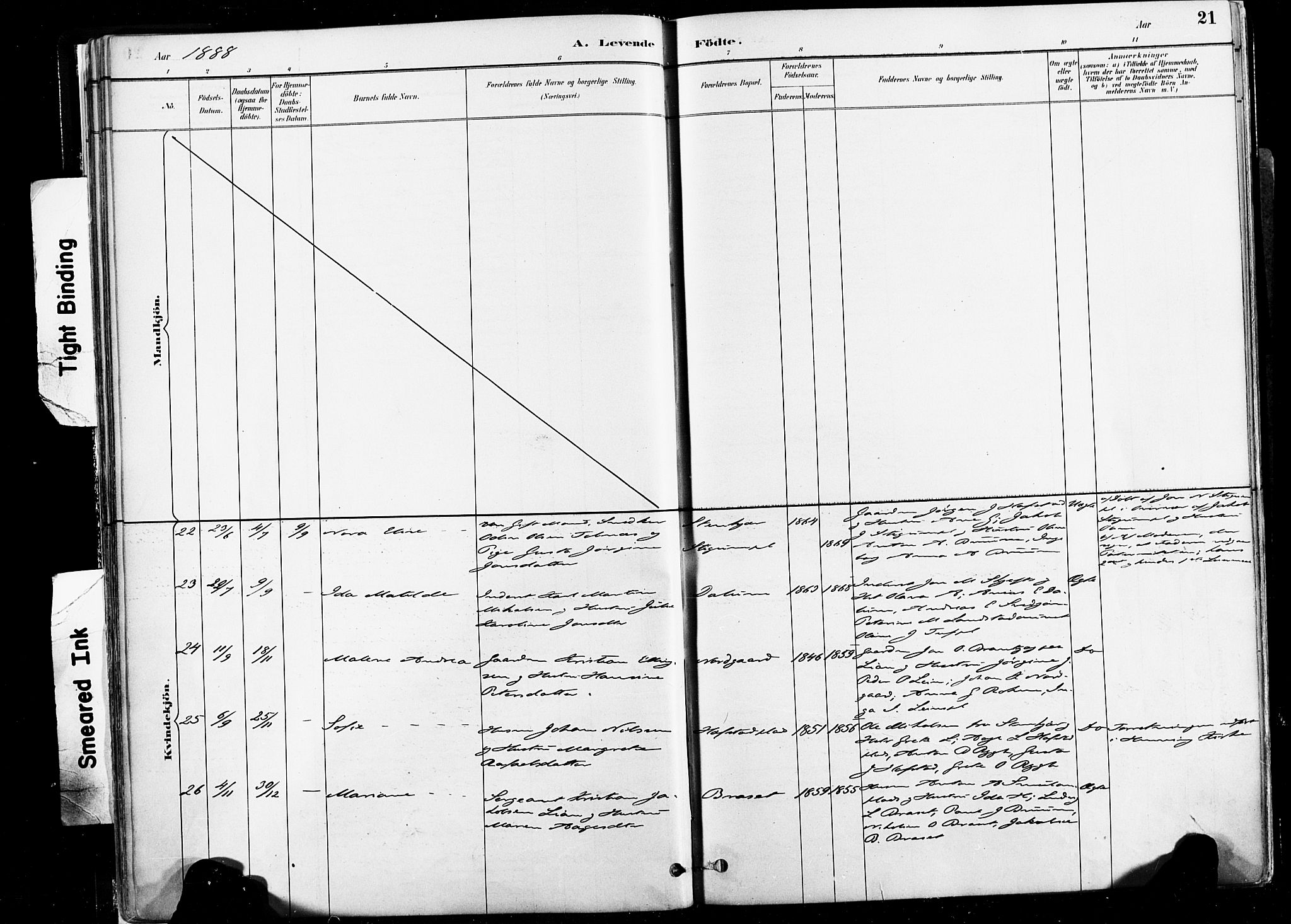 Ministerialprotokoller, klokkerbøker og fødselsregistre - Nord-Trøndelag, SAT/A-1458/735/L0351: Parish register (official) no. 735A10, 1884-1908, p. 21