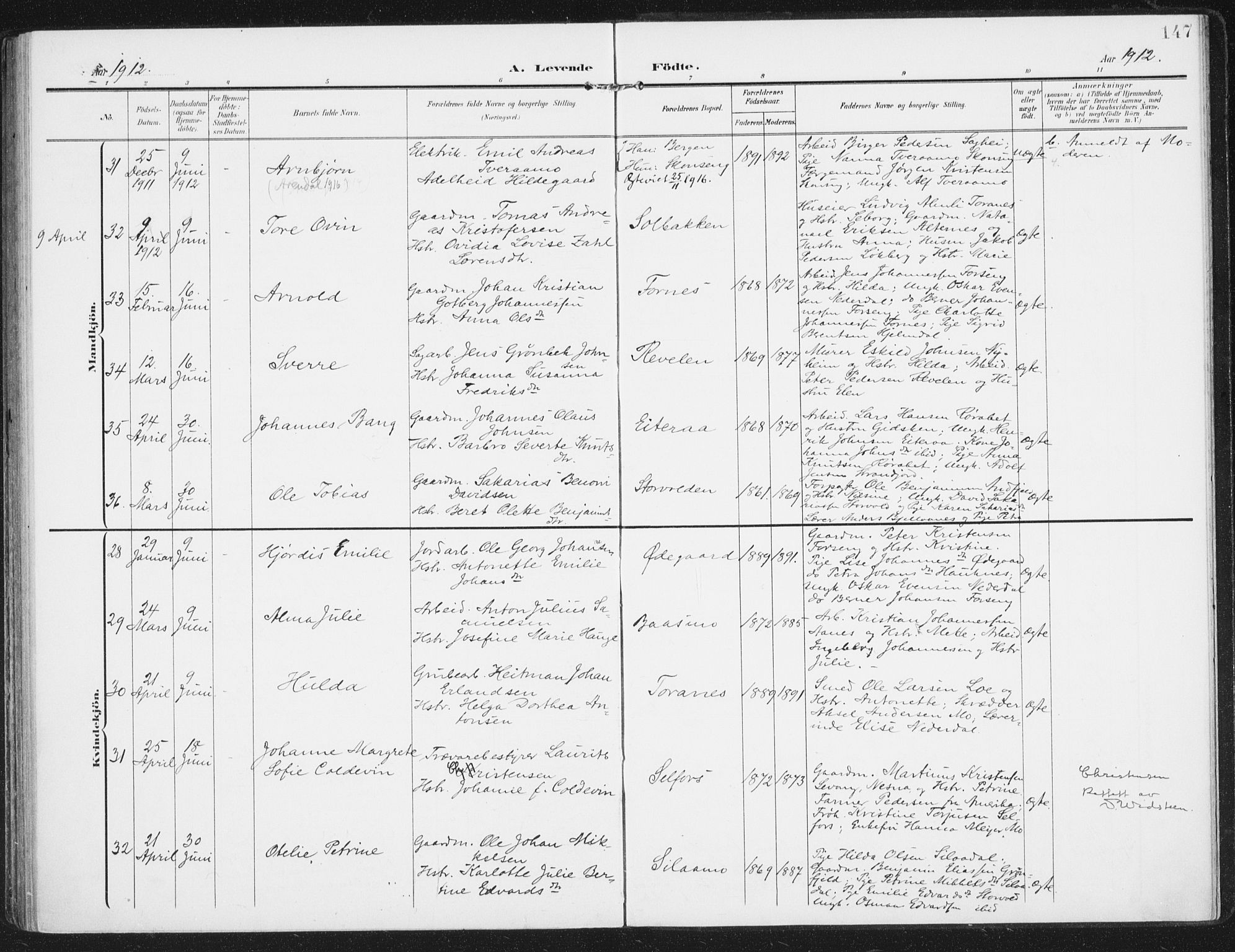 Ministerialprotokoller, klokkerbøker og fødselsregistre - Nordland, SAT/A-1459/827/L0402: Parish register (official) no. 827A14, 1903-1912, p. 147