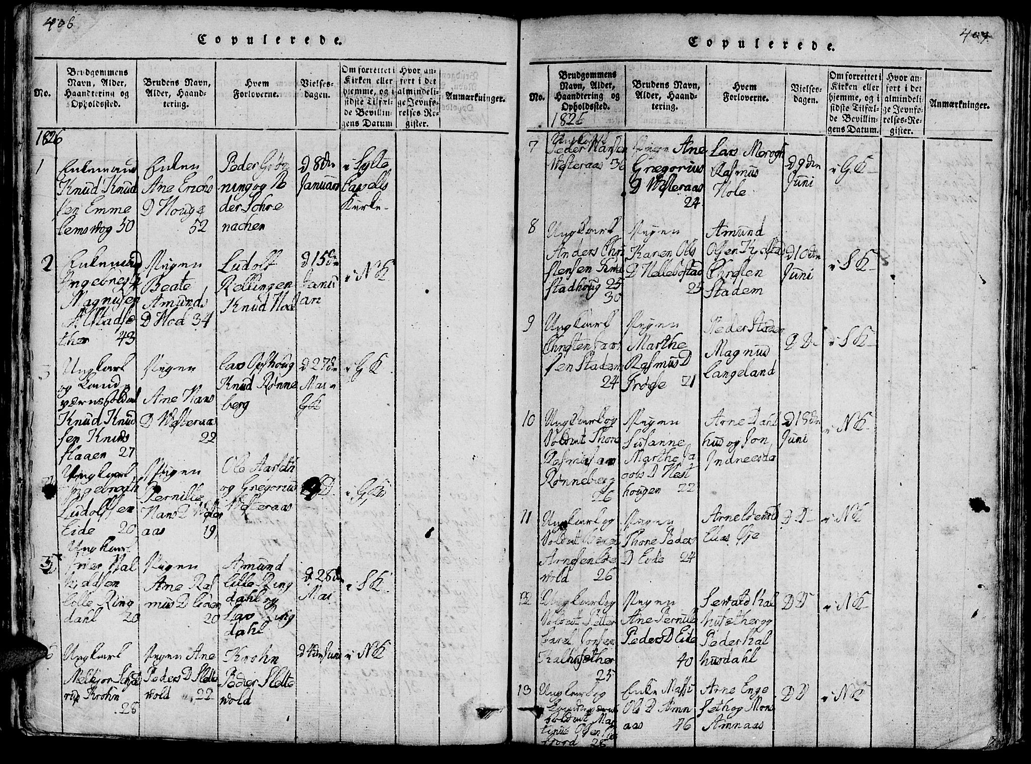 Ministerialprotokoller, klokkerbøker og fødselsregistre - Møre og Romsdal, AV/SAT-A-1454/519/L0260: Parish register (copy) no. 519C01, 1817-1829, p. 406-407