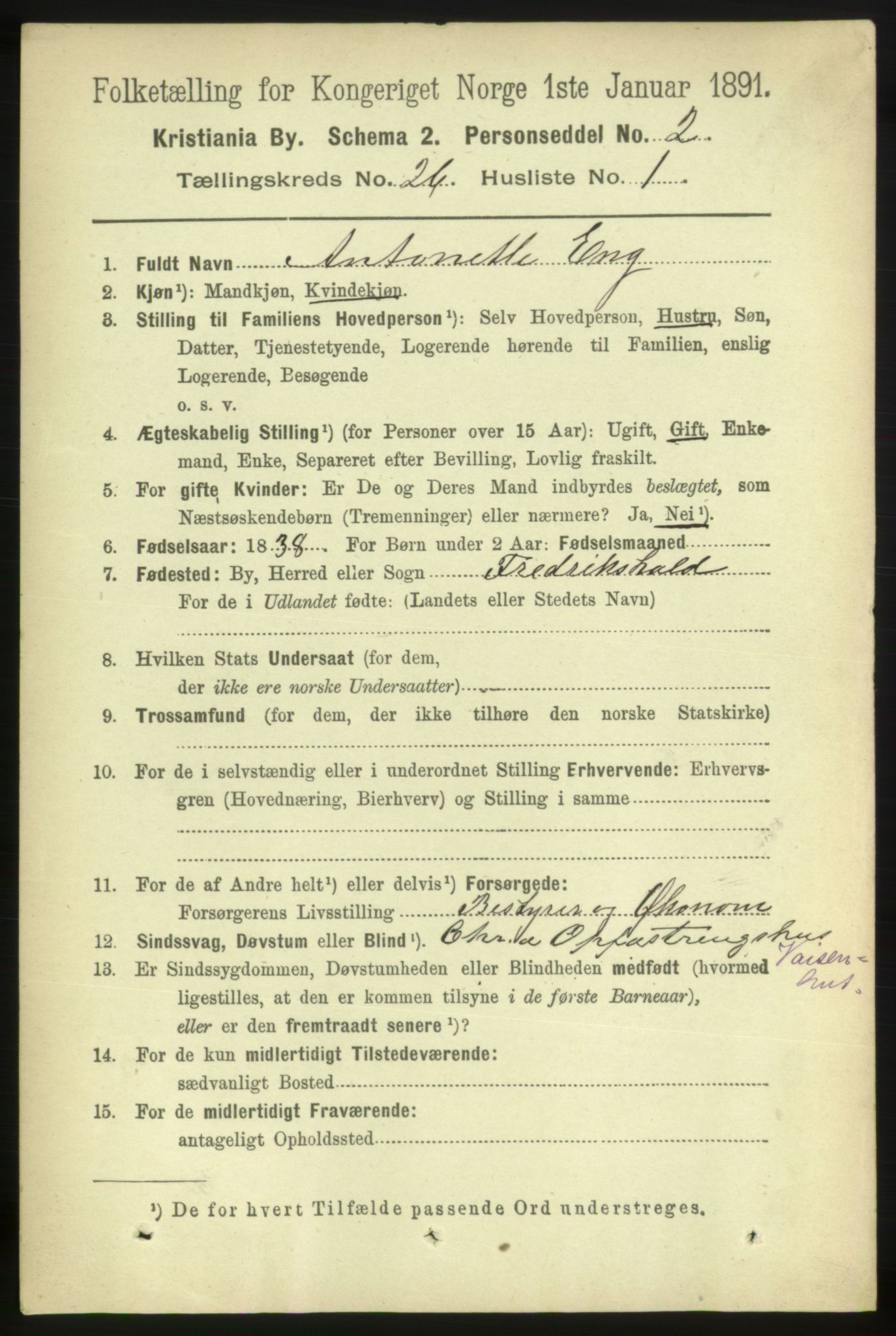 RA, 1891 census for 0301 Kristiania, 1891, p. 13048