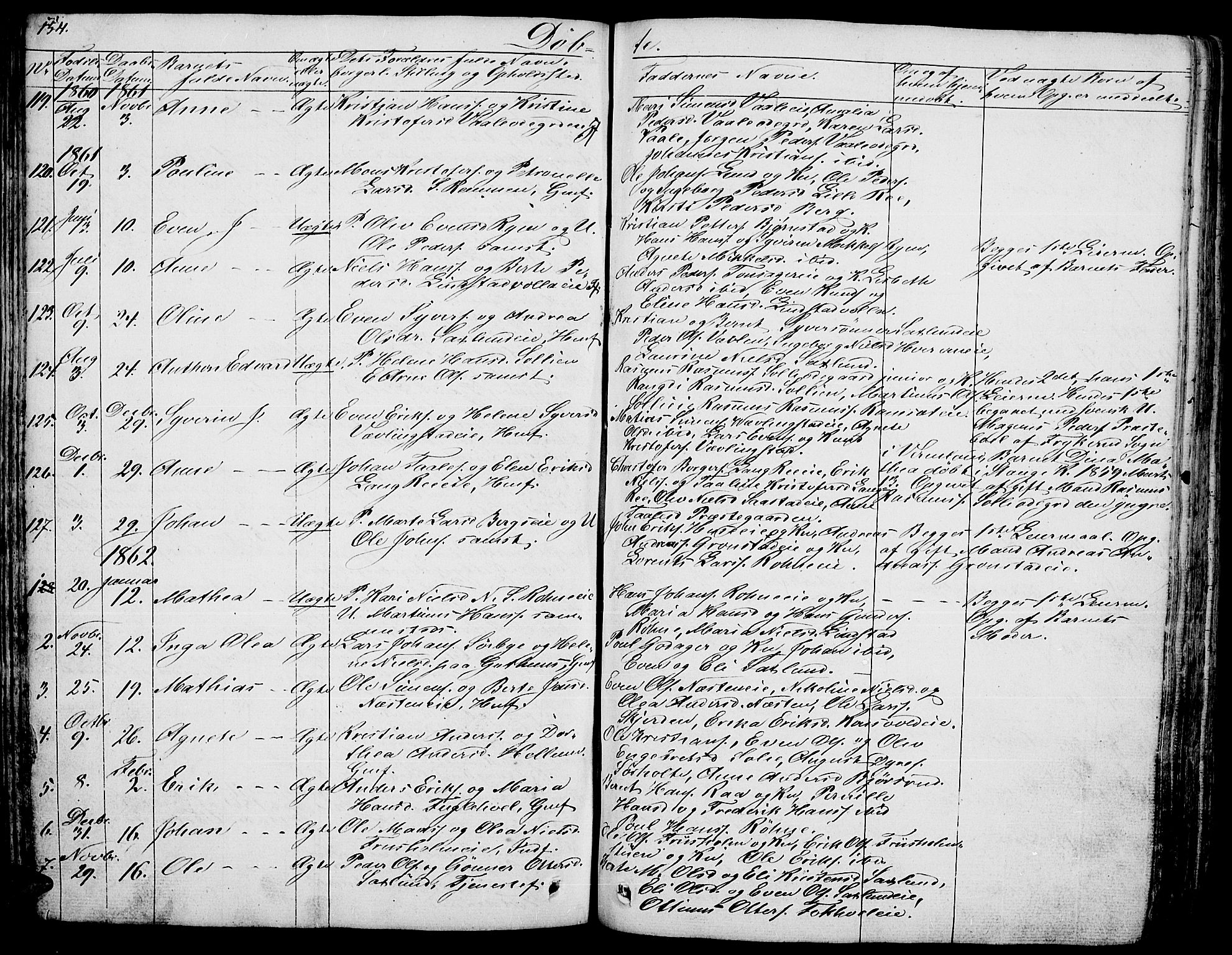 Stange prestekontor, SAH/PREST-002/L/L0003: Parish register (copy) no. 3, 1840-1864, p. 154