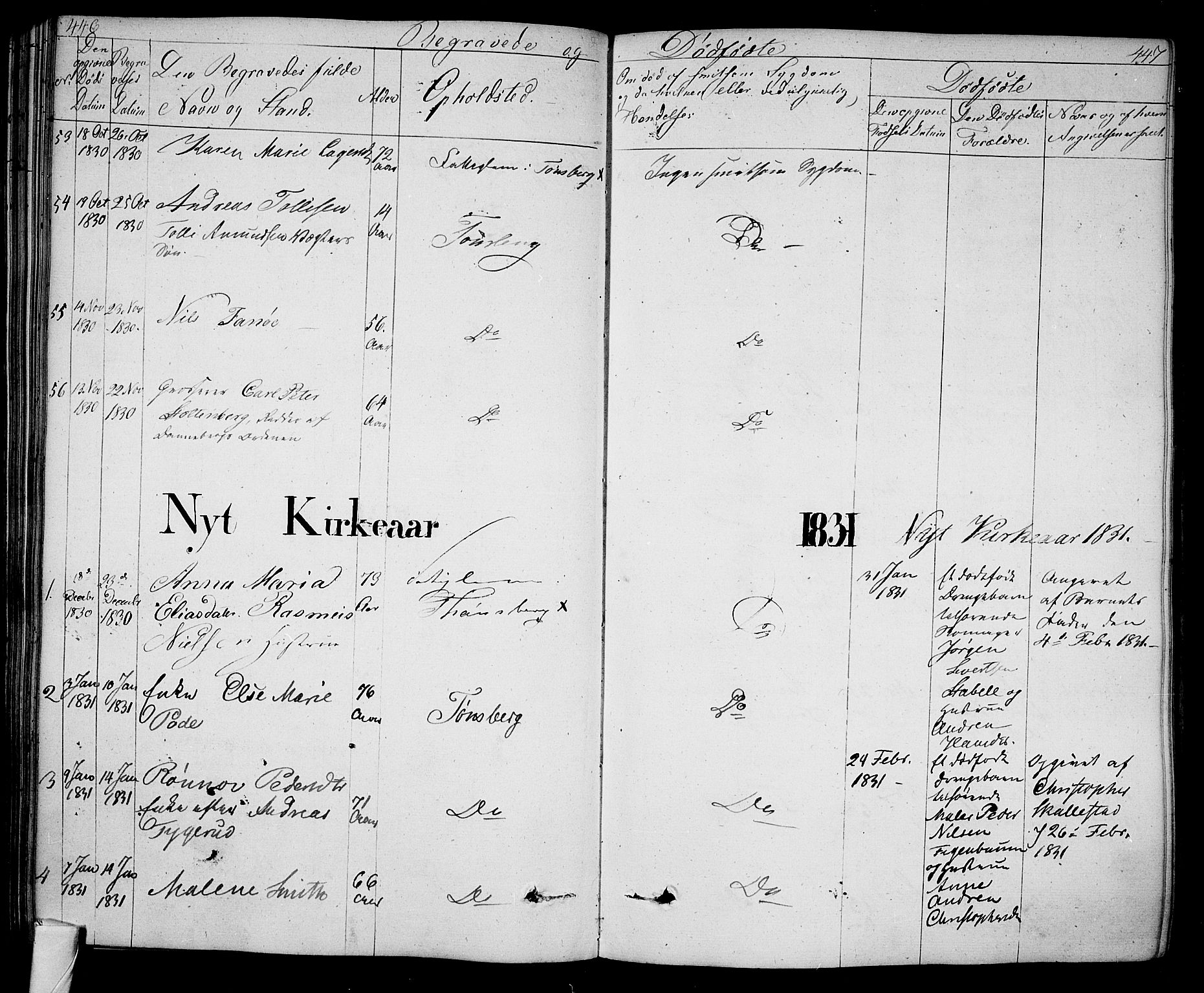 Tønsberg kirkebøker, AV/SAKO-A-330/F/Fa/L0005: Parish register (official) no. I 5, 1827-1836, p. 446-447