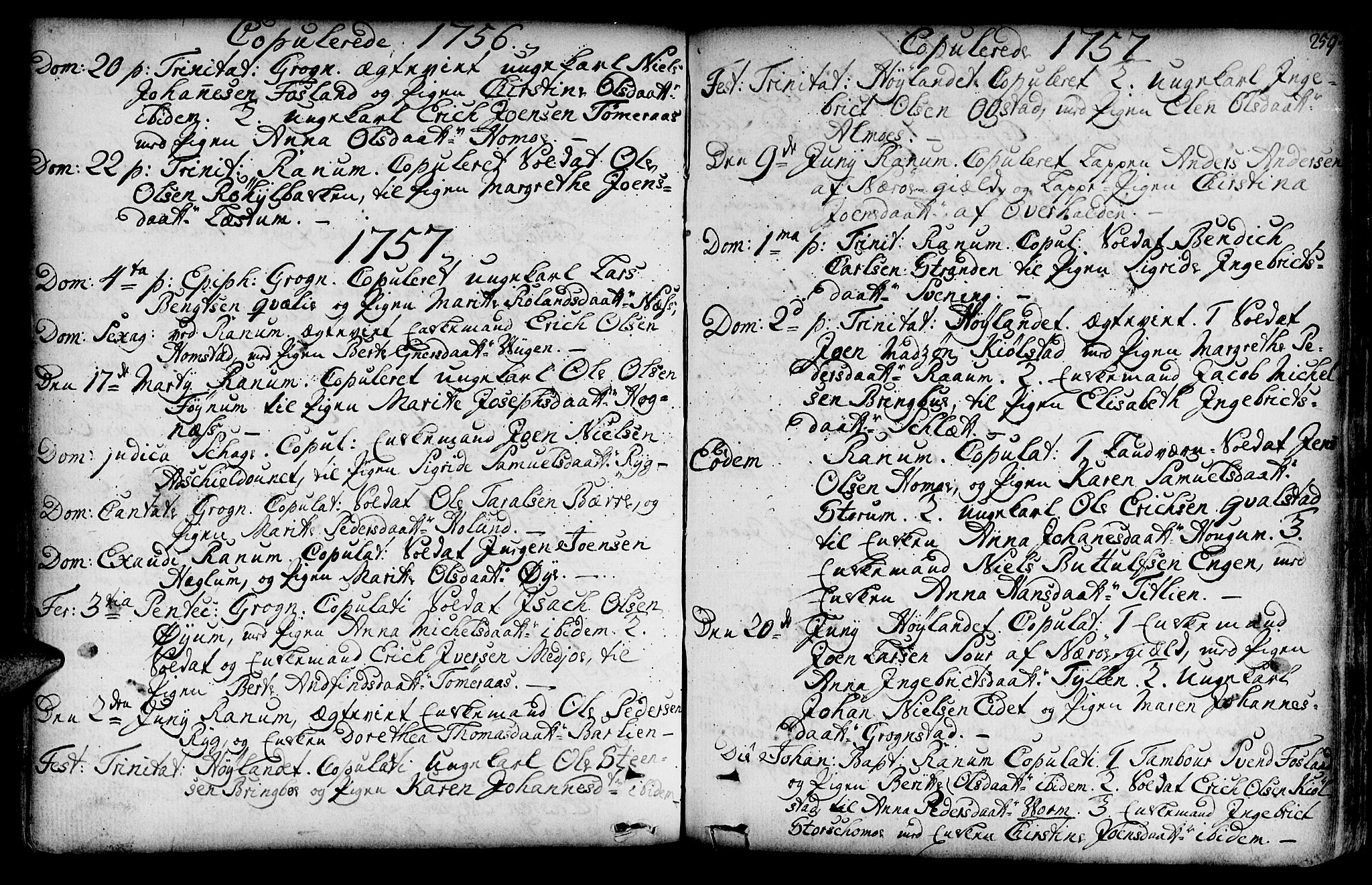 Ministerialprotokoller, klokkerbøker og fødselsregistre - Nord-Trøndelag, SAT/A-1458/764/L0542: Parish register (official) no. 764A02, 1748-1779, p. 259