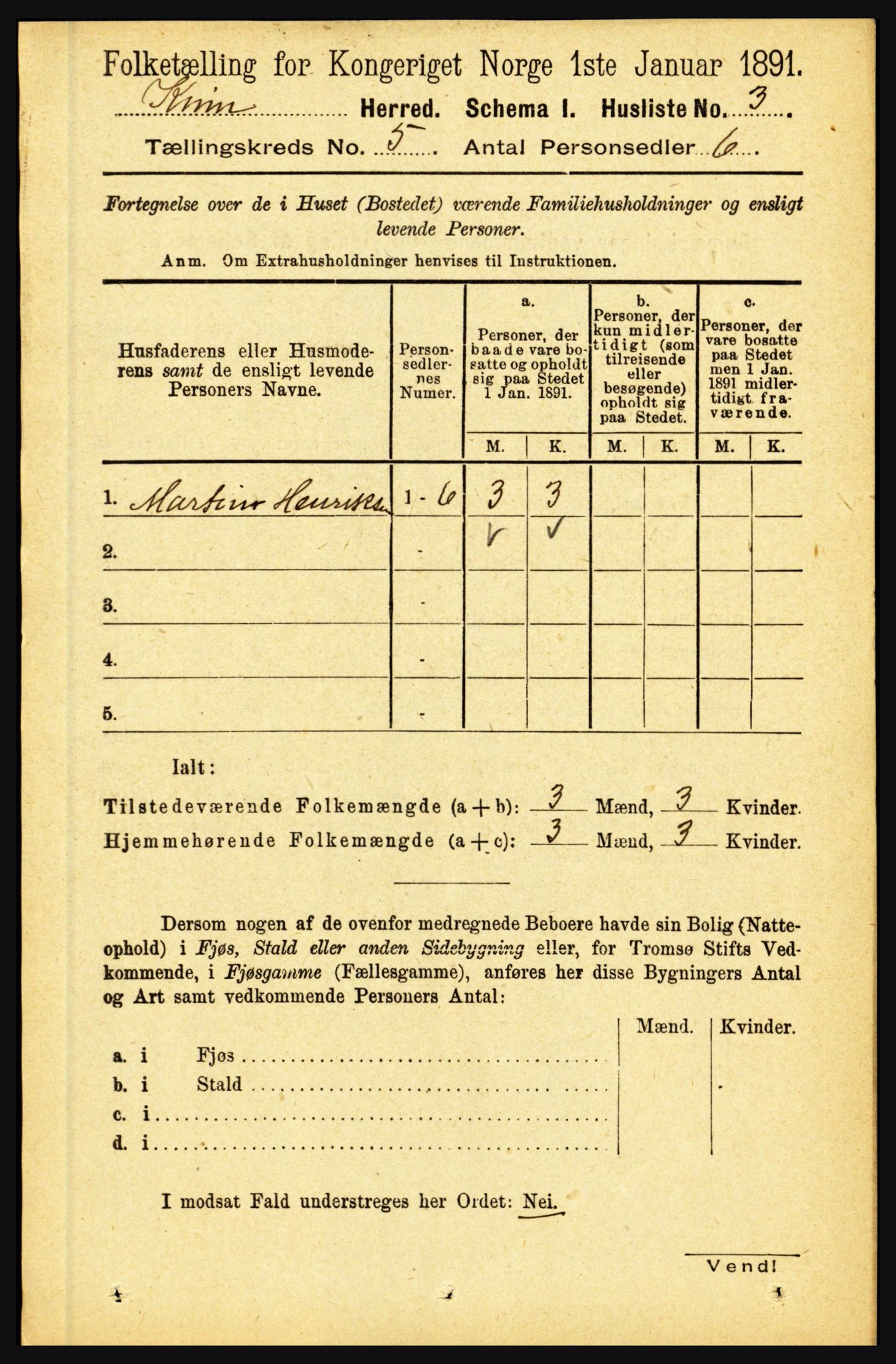 RA, 1891 census for 1437 Kinn, 1891, p. 1742