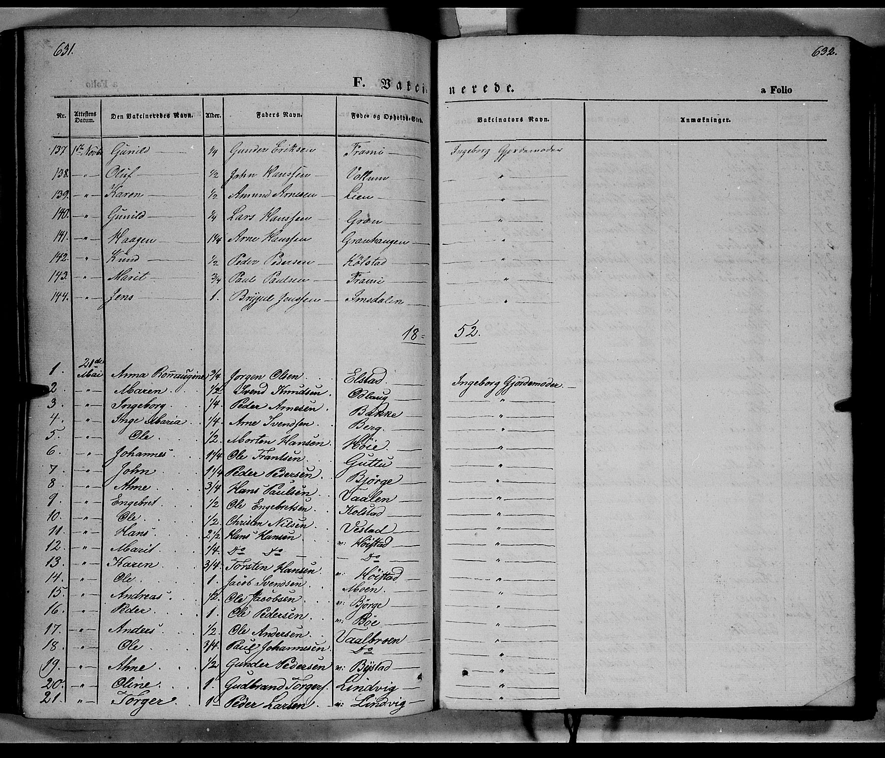 Ringebu prestekontor, SAH/PREST-082/H/Ha/Haa/L0006: Parish register (official) no. 6, 1848-1859, p. 631-632