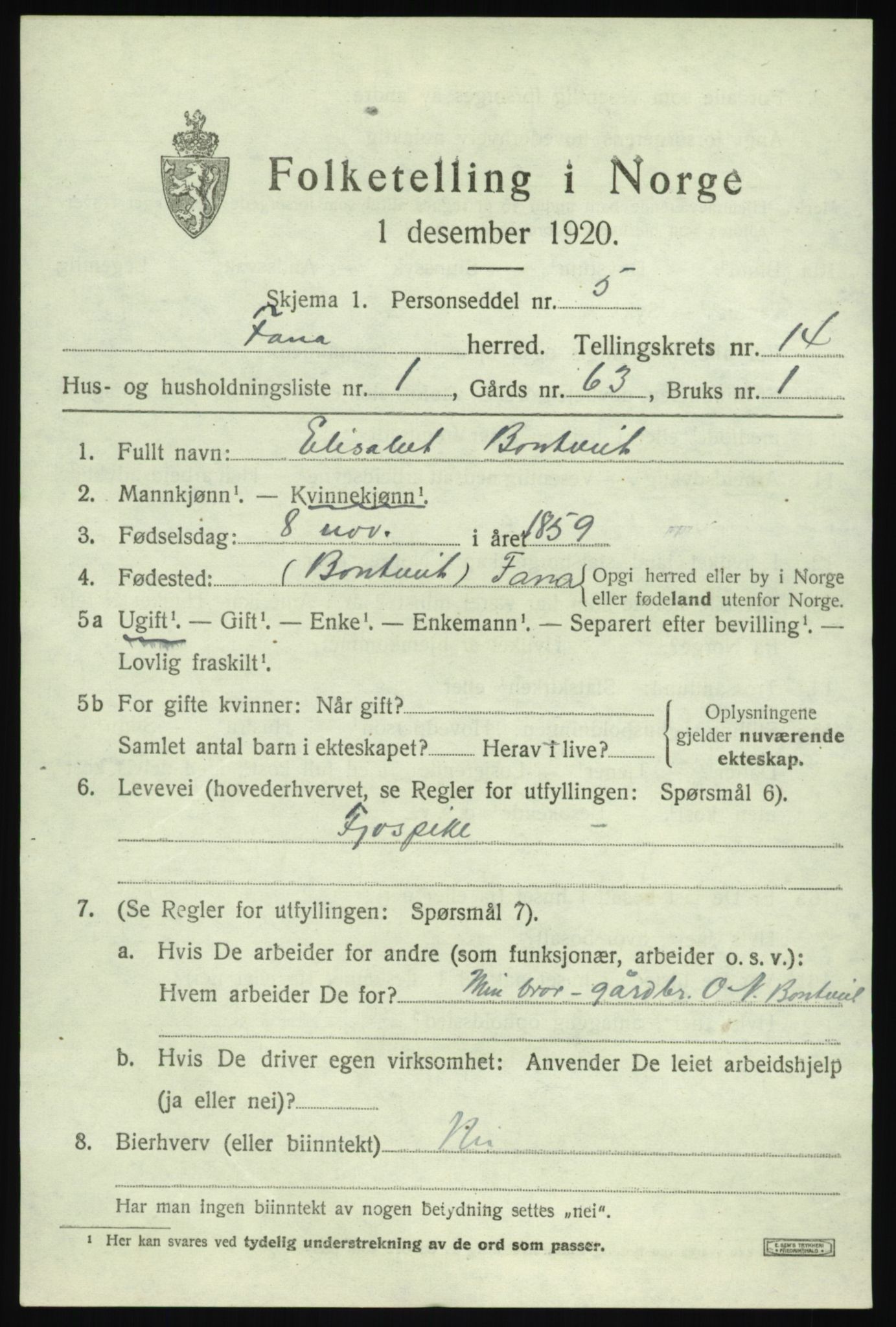 SAB, 1920 census for Fana, 1920, p. 20561