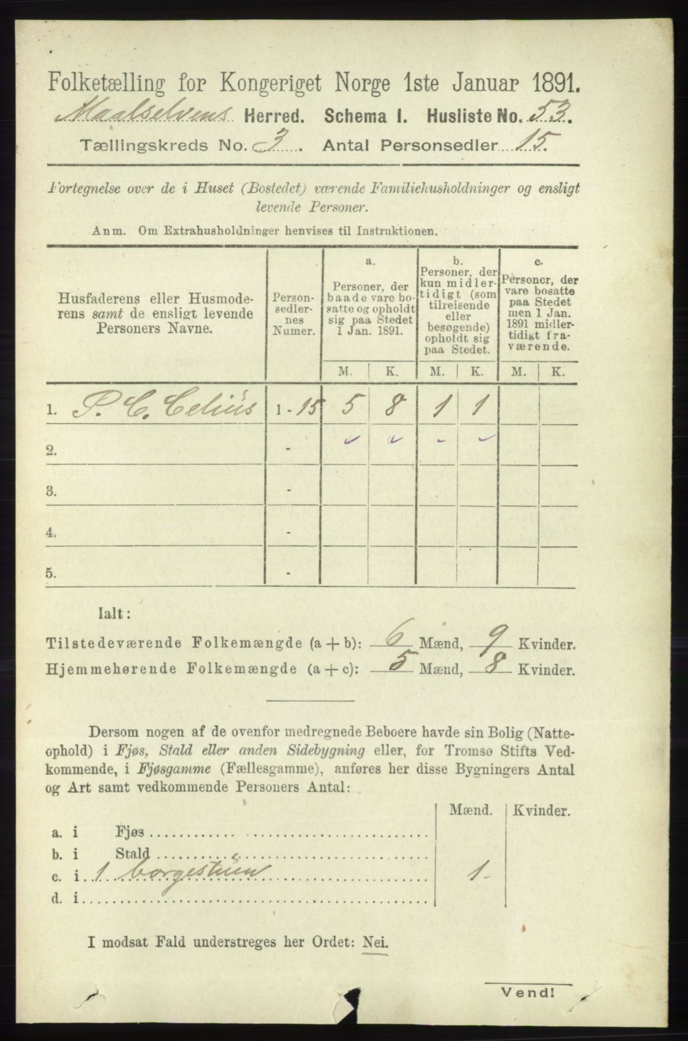 RA, 1891 census for 1924 Målselv, 1891, p. 582