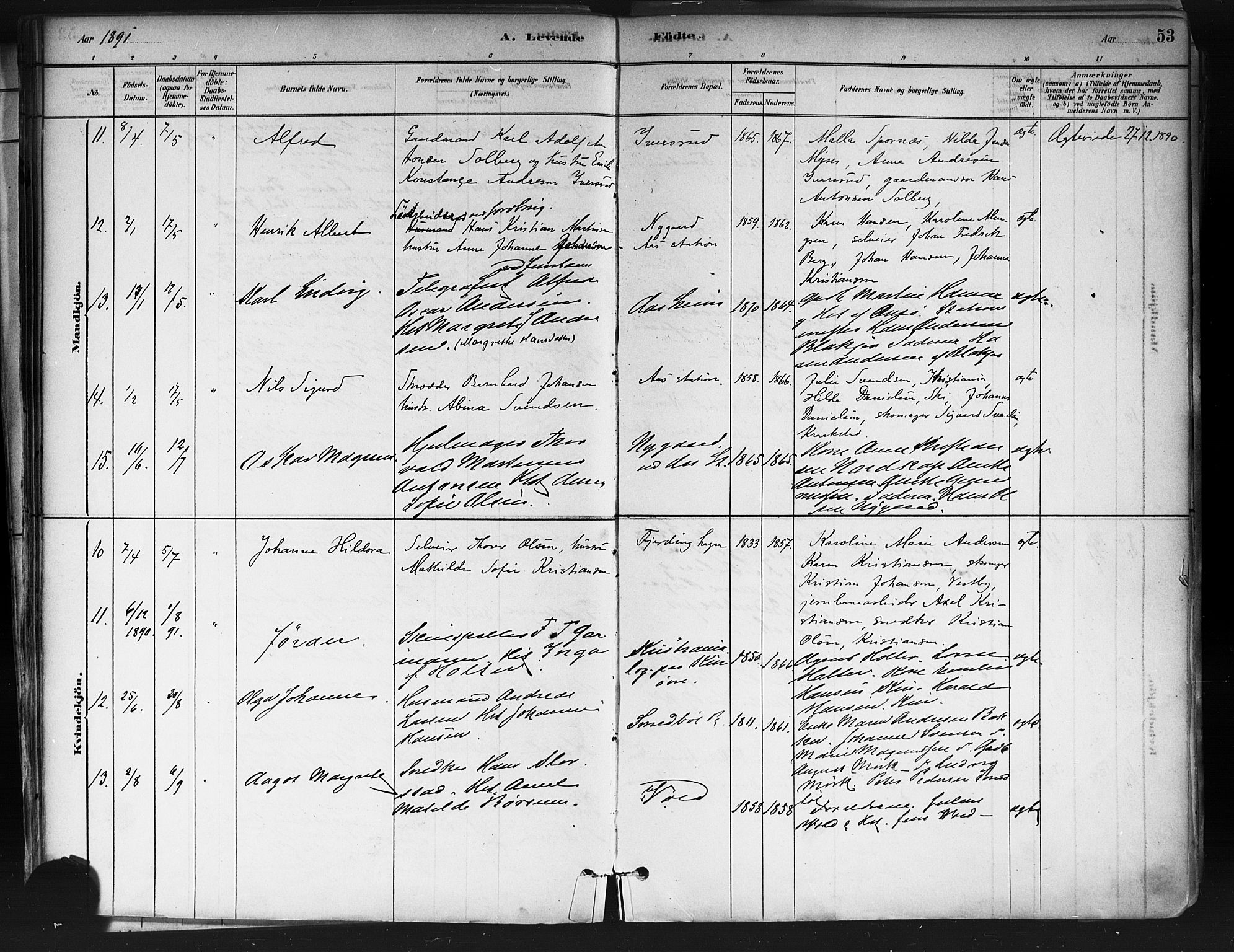 Ås prestekontor Kirkebøker, AV/SAO-A-10894/F/Fa/L0009: Parish register (official) no. I 9, 1881-1900, p. 53