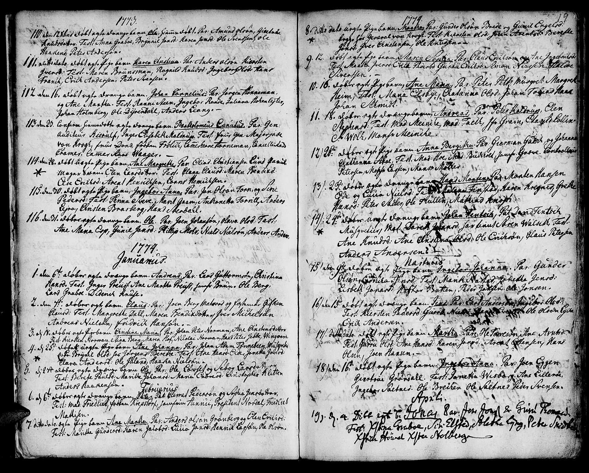 Ministerialprotokoller, klokkerbøker og fødselsregistre - Sør-Trøndelag, SAT/A-1456/601/L0039: Parish register (official) no. 601A07, 1770-1819, p. 19