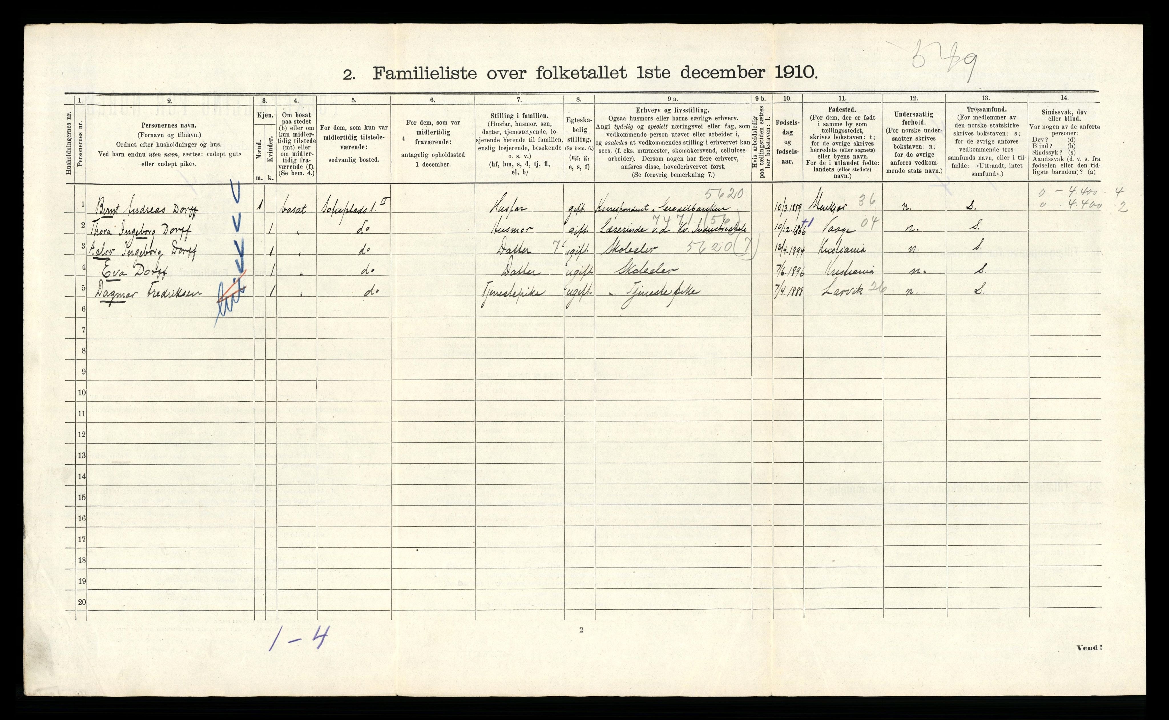 RA, 1910 census for Kristiania, 1910, p. 94820