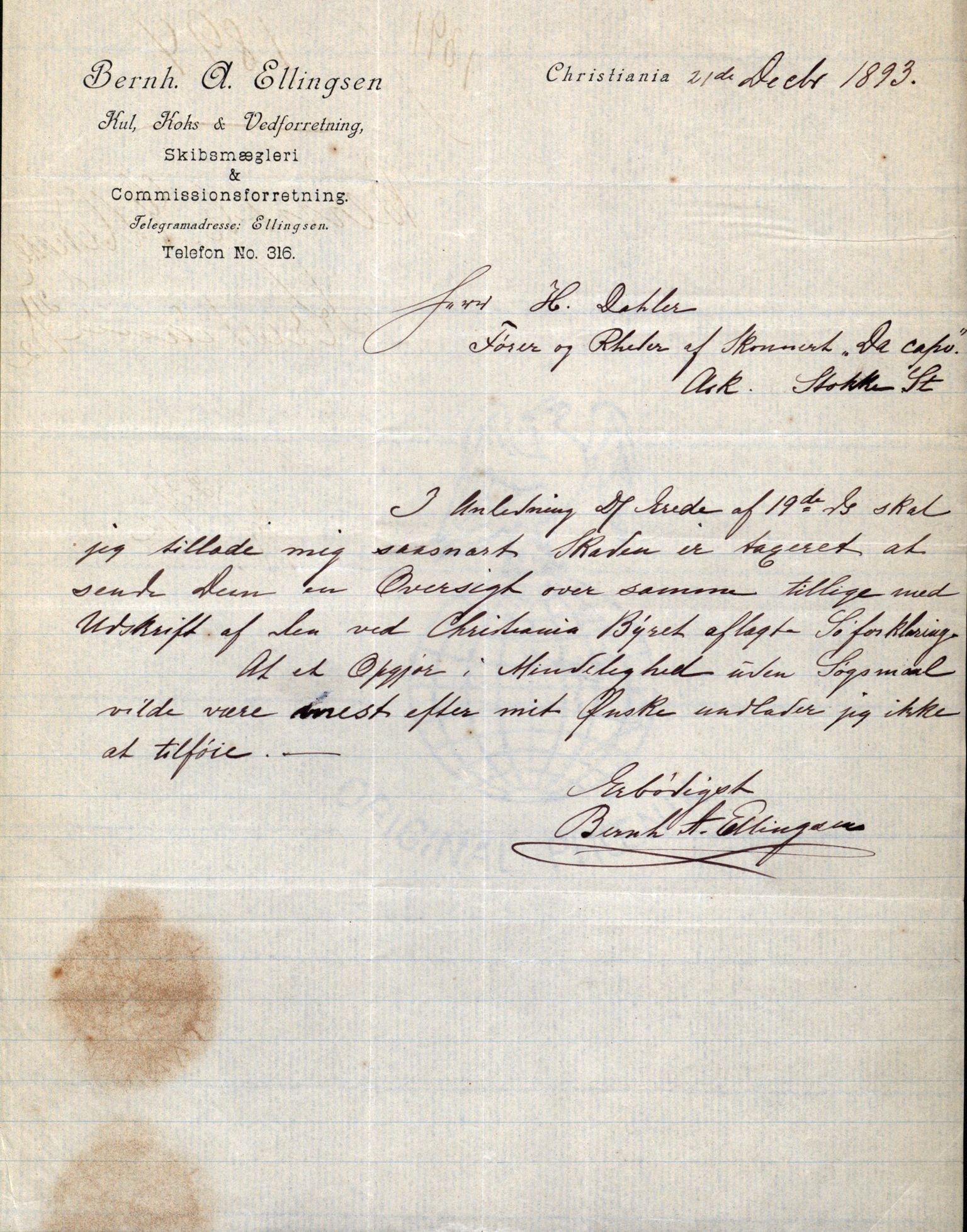 Pa 63 - Østlandske skibsassuranceforening, VEMU/A-1079/G/Ga/L0030/0002: Havaridokumenter / To venner, Emil, Empress, Enterprise, Dacapo, Dato, 1893, p. 90