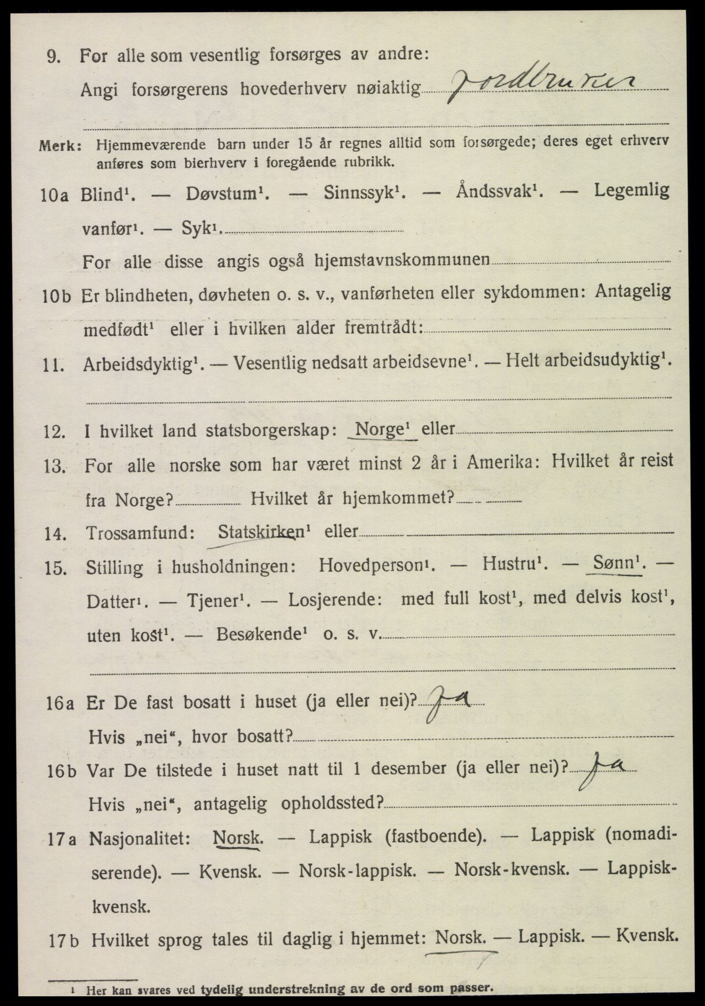 SAT, 1920 census for Snåsa, 1920, p. 2555