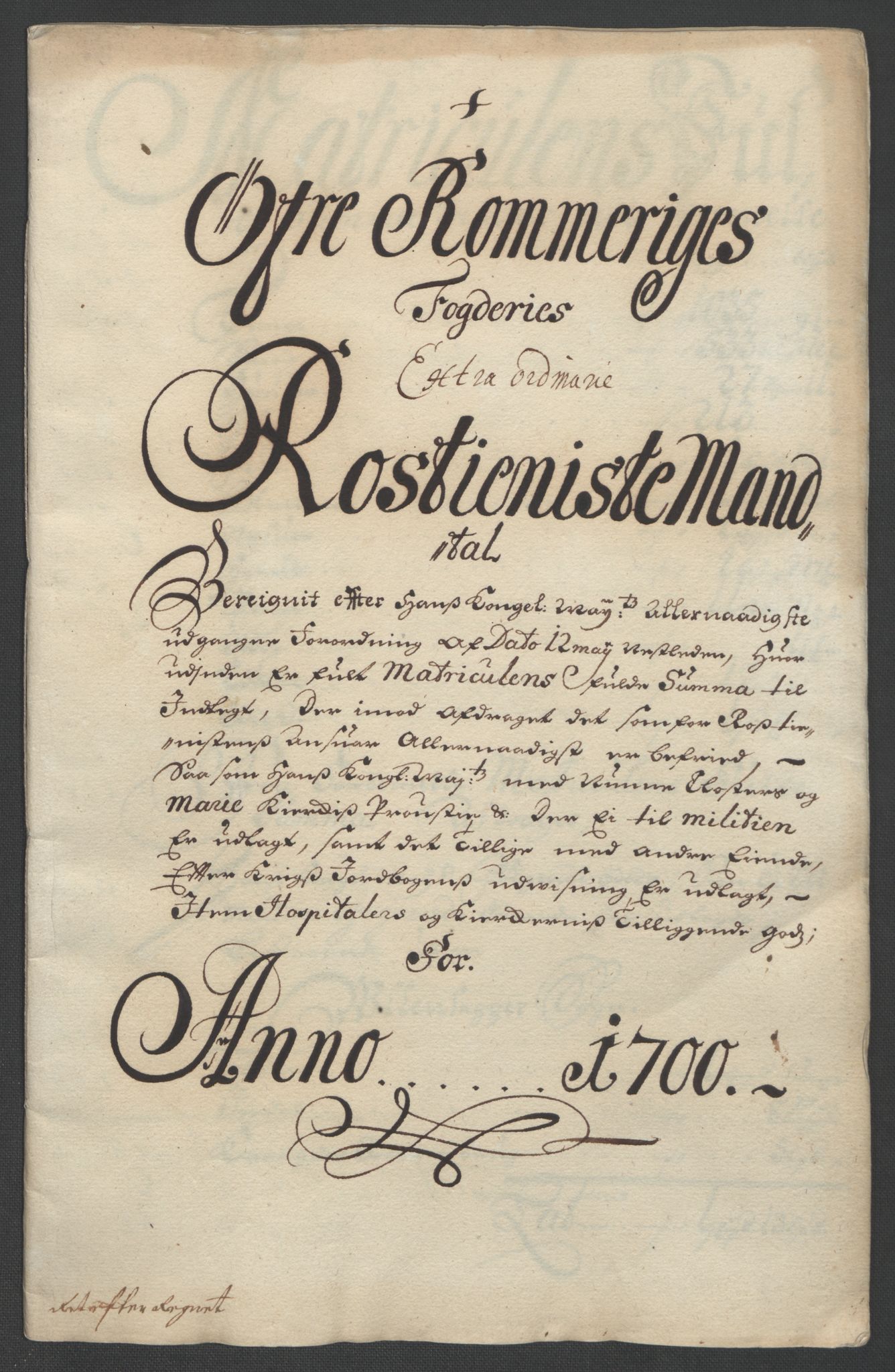 Rentekammeret inntil 1814, Reviderte regnskaper, Fogderegnskap, AV/RA-EA-4092/R12/L0712: Fogderegnskap Øvre Romerike, 1700, p. 247