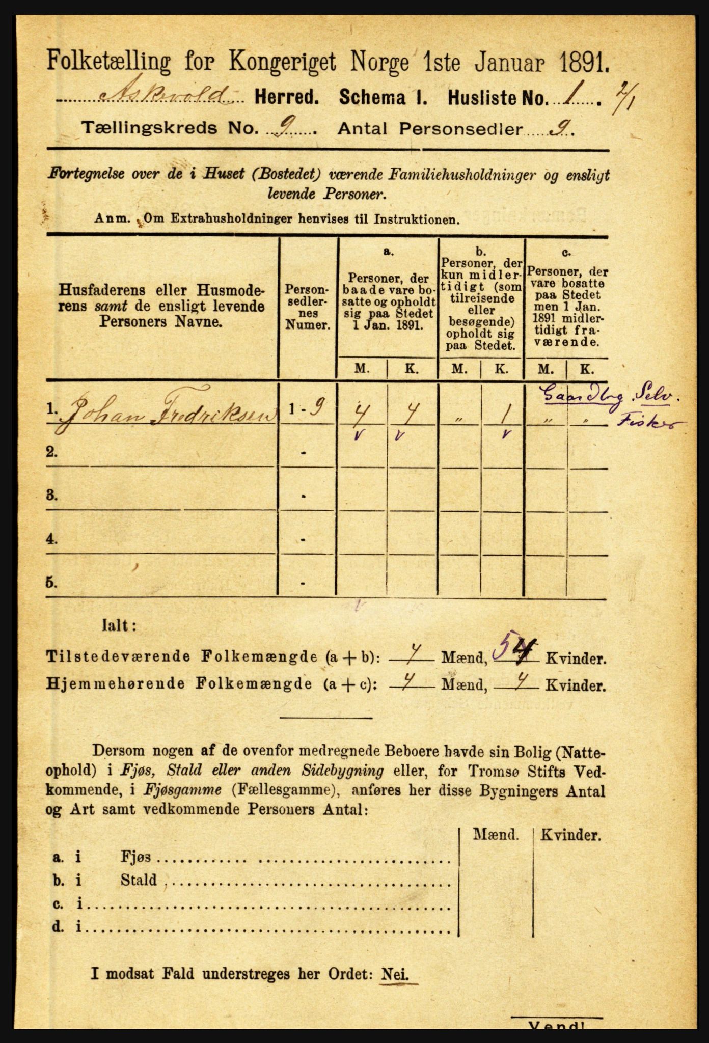 RA, 1891 census for 1428 Askvoll, 1891, p. 2492