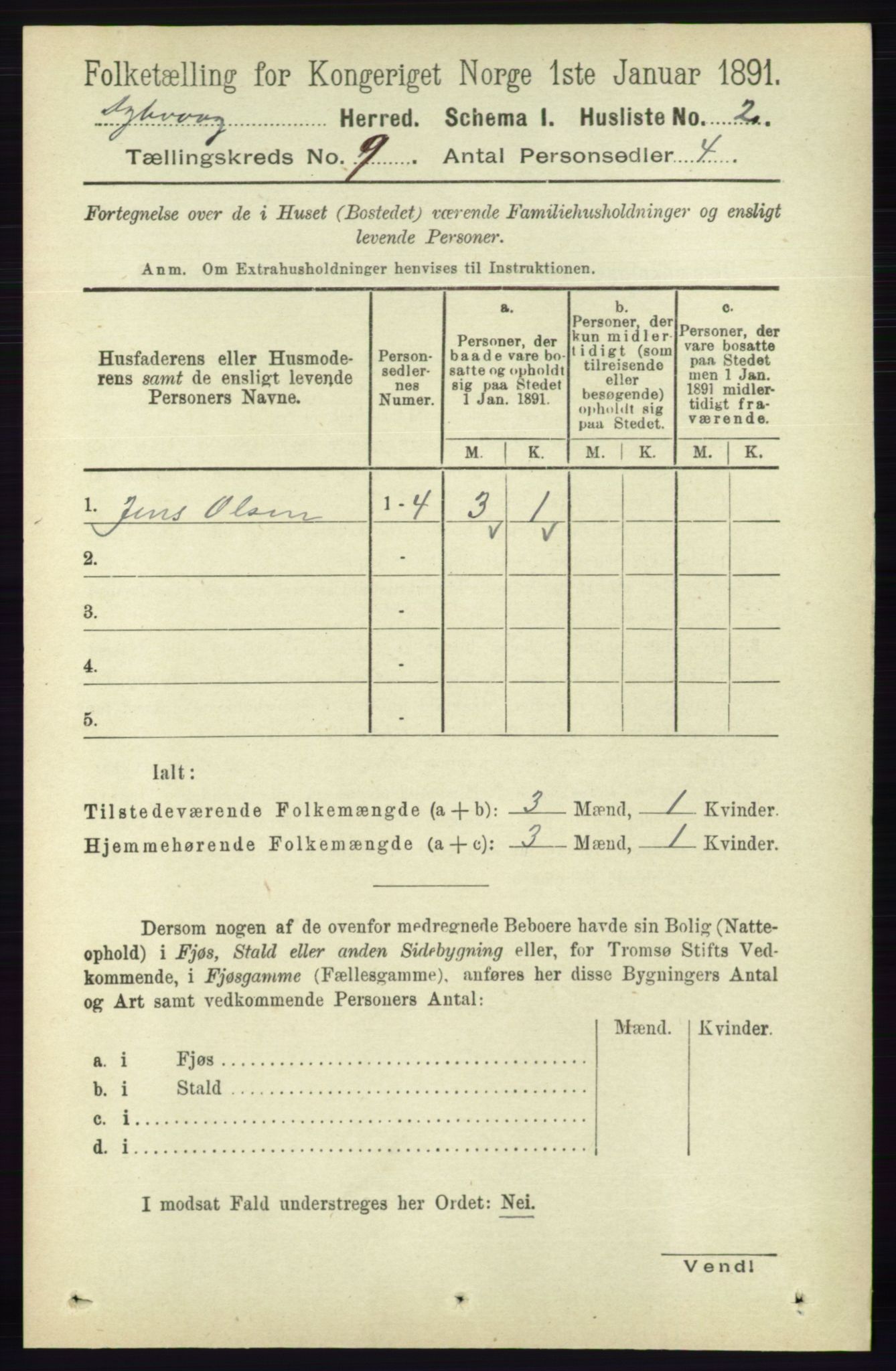 RA, 1891 census for 0915 Dypvåg, 1891, p. 3222