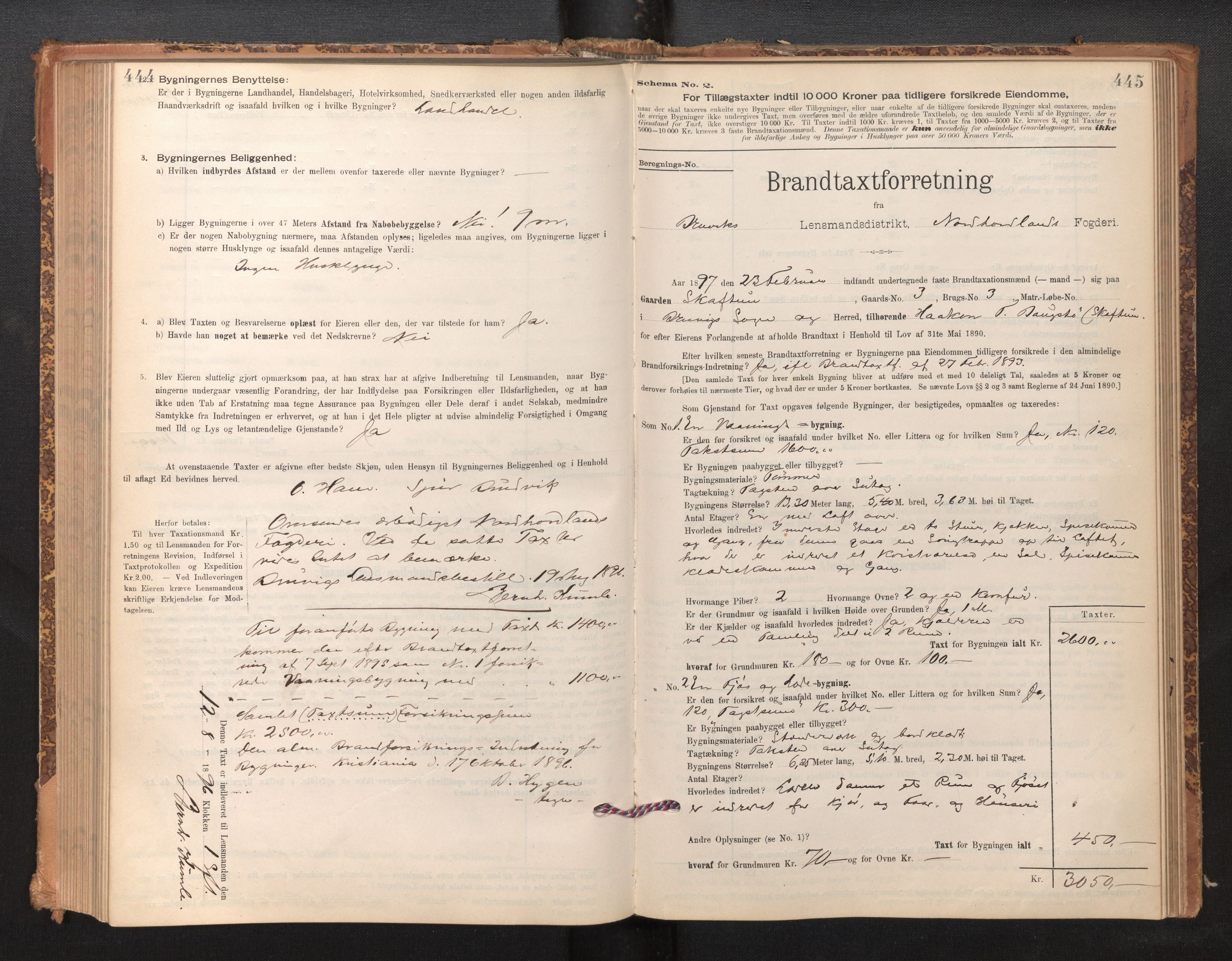 Lensmannen i Bruvik, SAB/A-31301/0012/L0006: Branntakstprotokoll, skjematakst, 1894-1906, p. 444-445