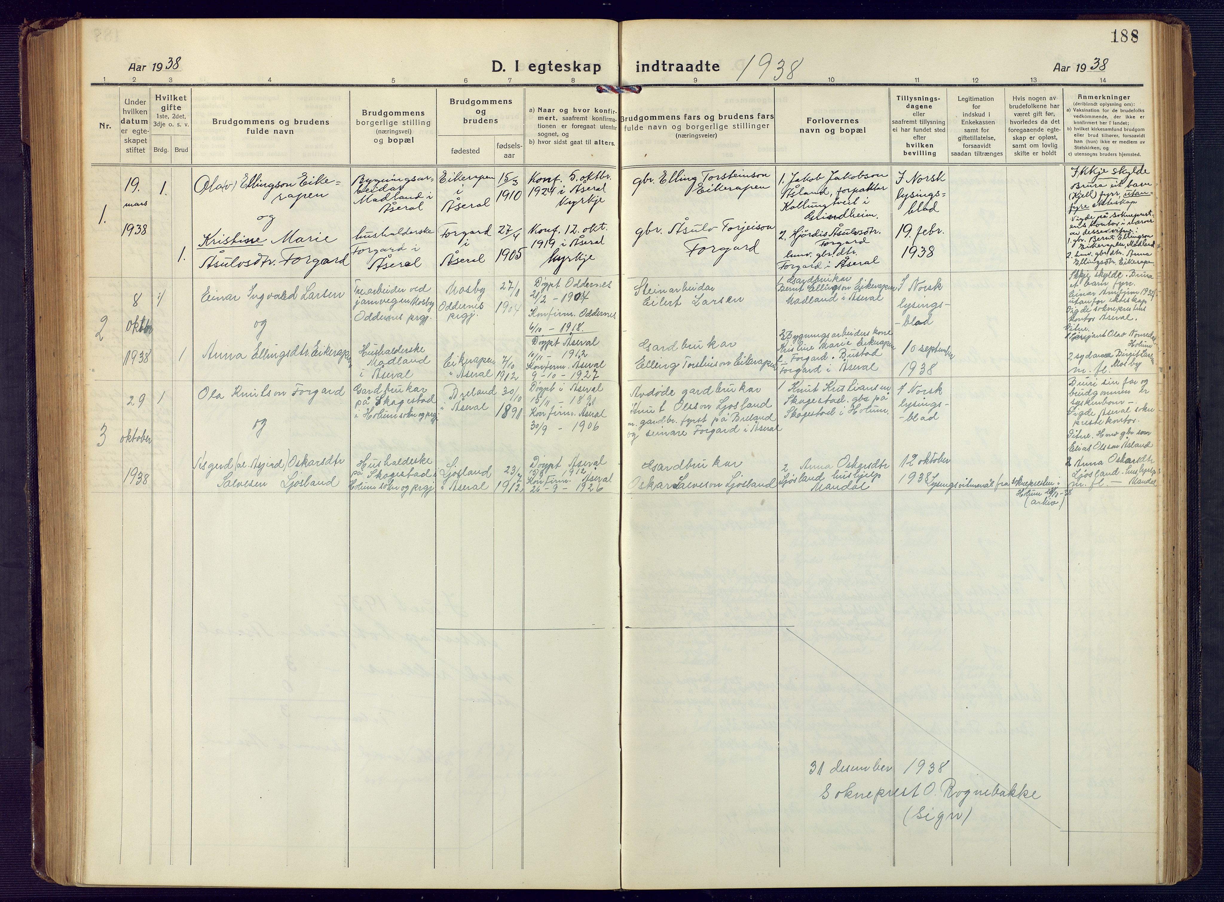 Åseral sokneprestkontor, AV/SAK-1111-0051/F/Fb/L0004: Parish register (copy) no. B 4, 1920-1946, p. 188