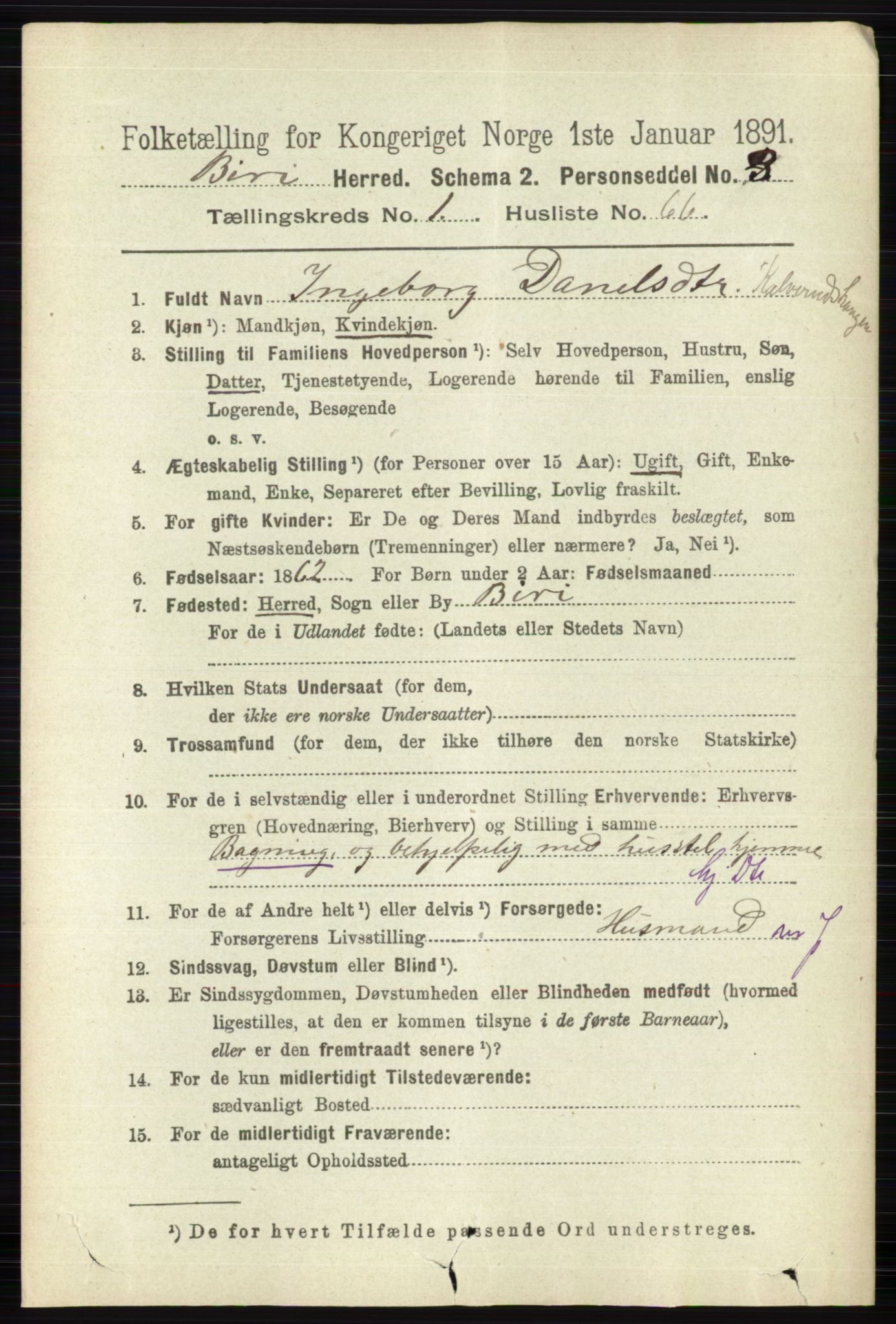 RA, 1891 census for 0525 Biri, 1891, p. 454