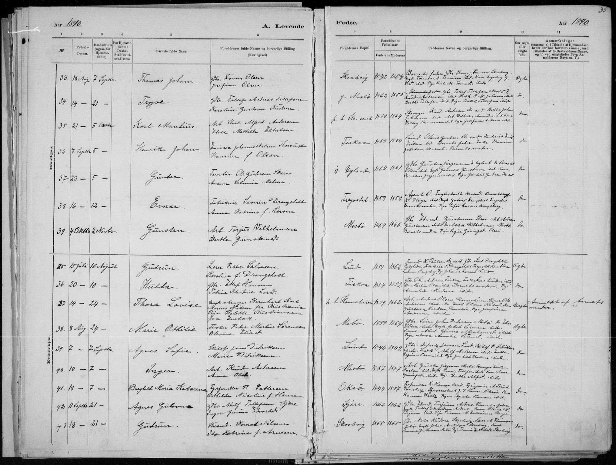 Oddernes sokneprestkontor, SAK/1111-0033/F/Fa/Faa/L0009: Parish register (official) no. A 9, 1884-1896, p. 35