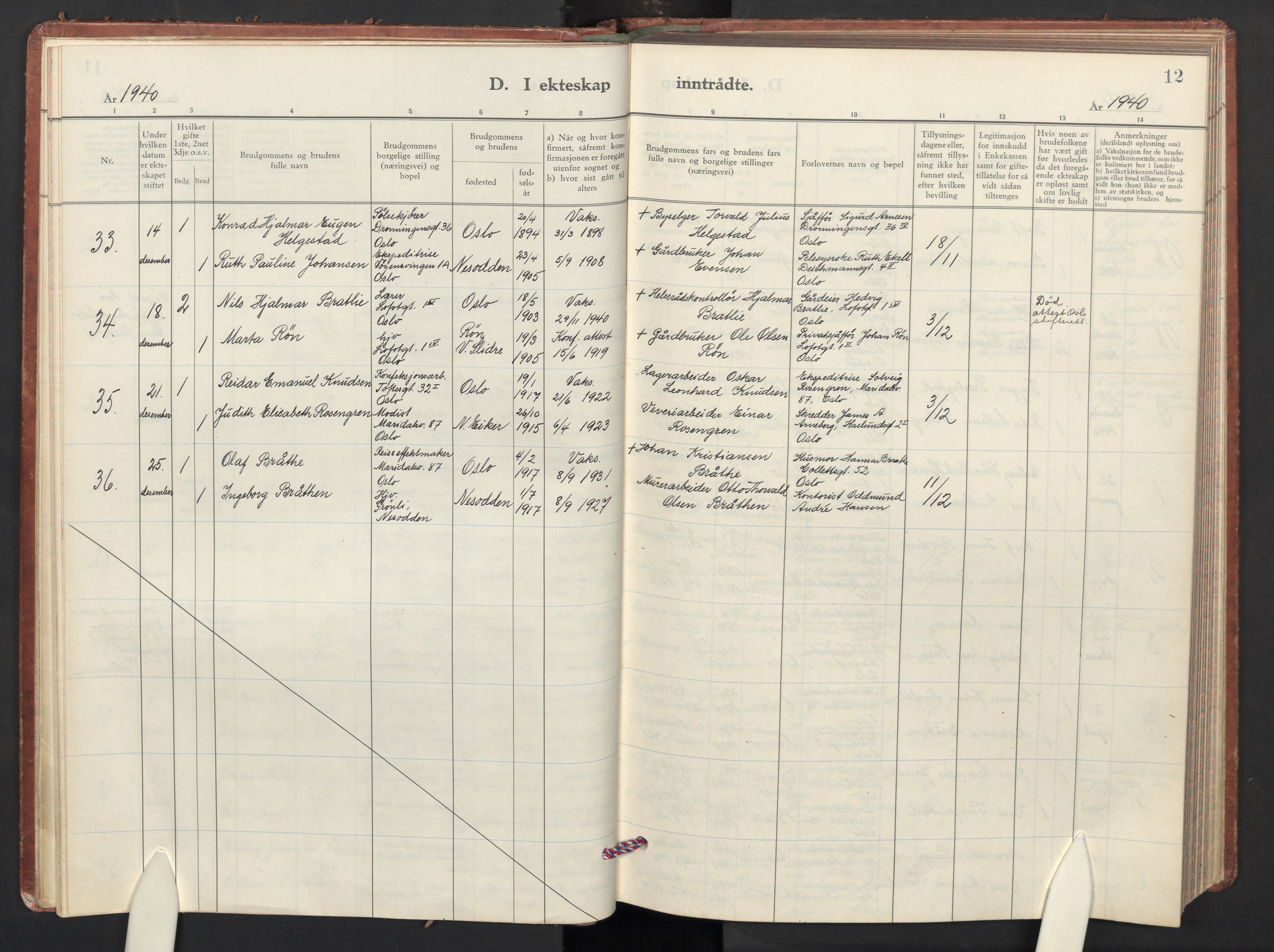 Iladalen småkirkemenighet Kirkebøker, AV/SAO-A-10326a/F/L0002: Parish register (official) no. 2, 1938-1976, p. 12