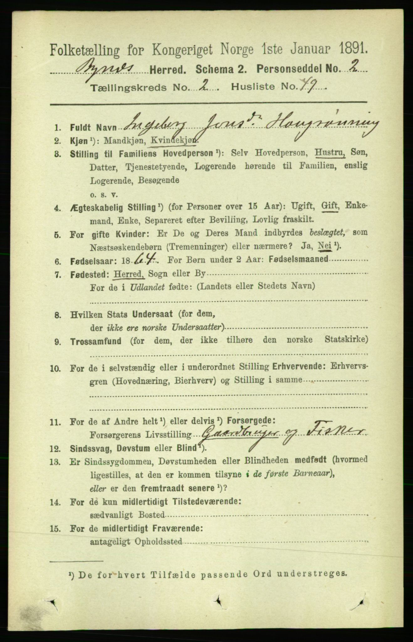 RA, 1891 census for 1655 Byneset, 1891, p. 1113
