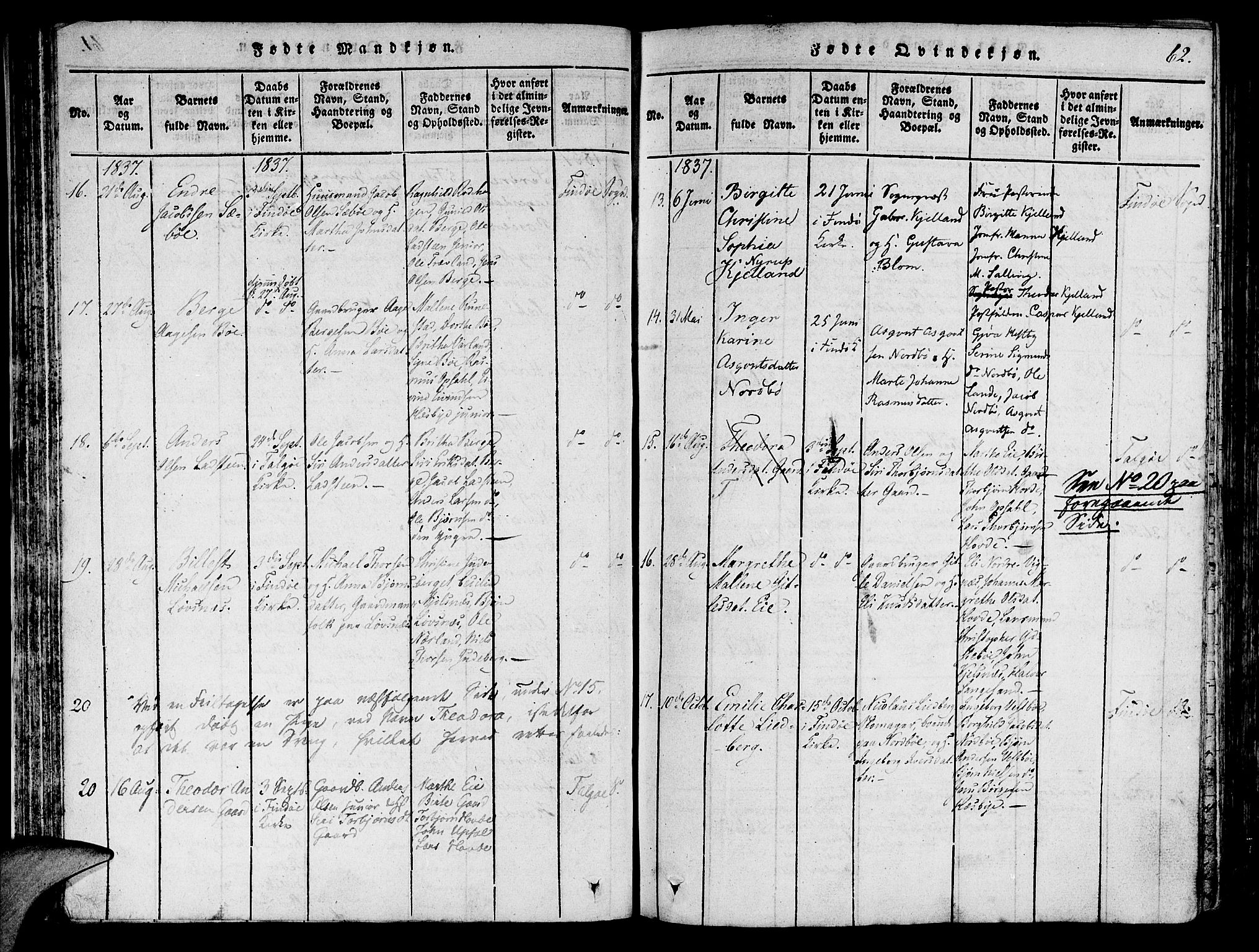 Finnøy sokneprestkontor, SAST/A-101825/H/Ha/Haa/L0006: Parish register (official) no. A 6, 1816-1846, p. 62