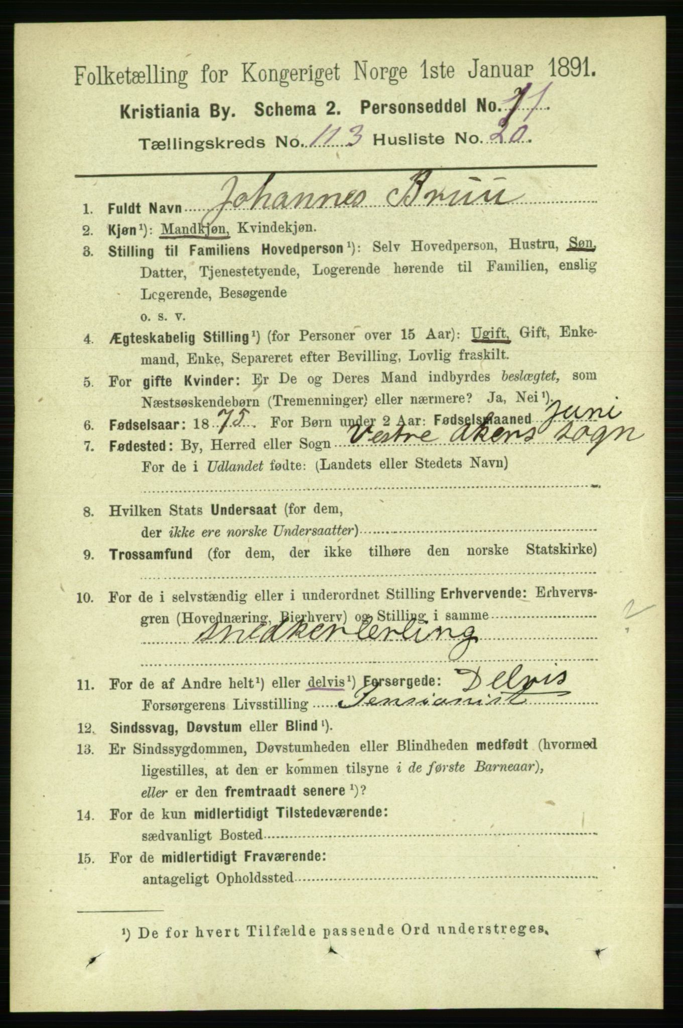 RA, 1891 census for 0301 Kristiania, 1891, p. 60621