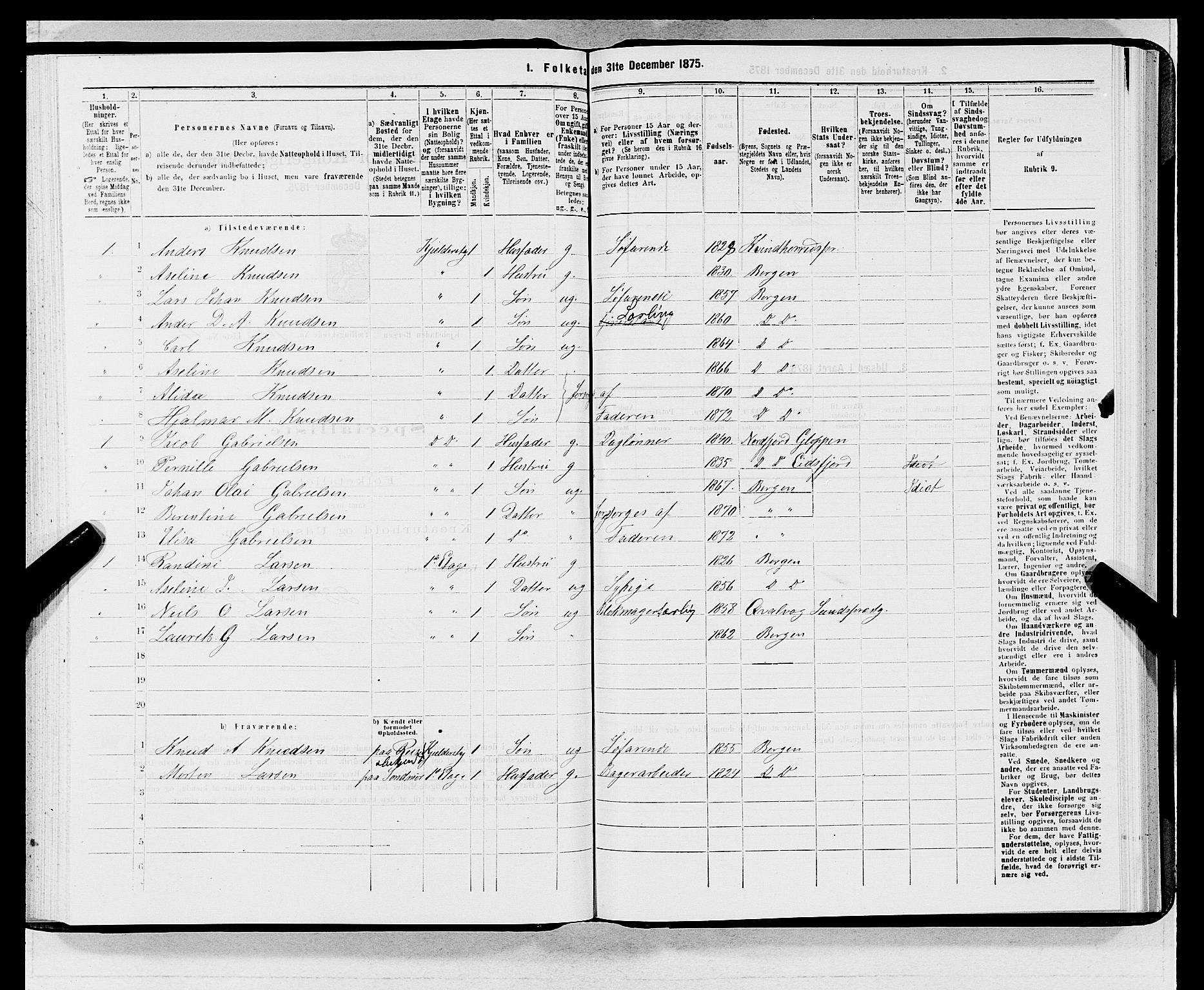 SAB, 1875 census for 1301 Bergen, 1875, p. 5569