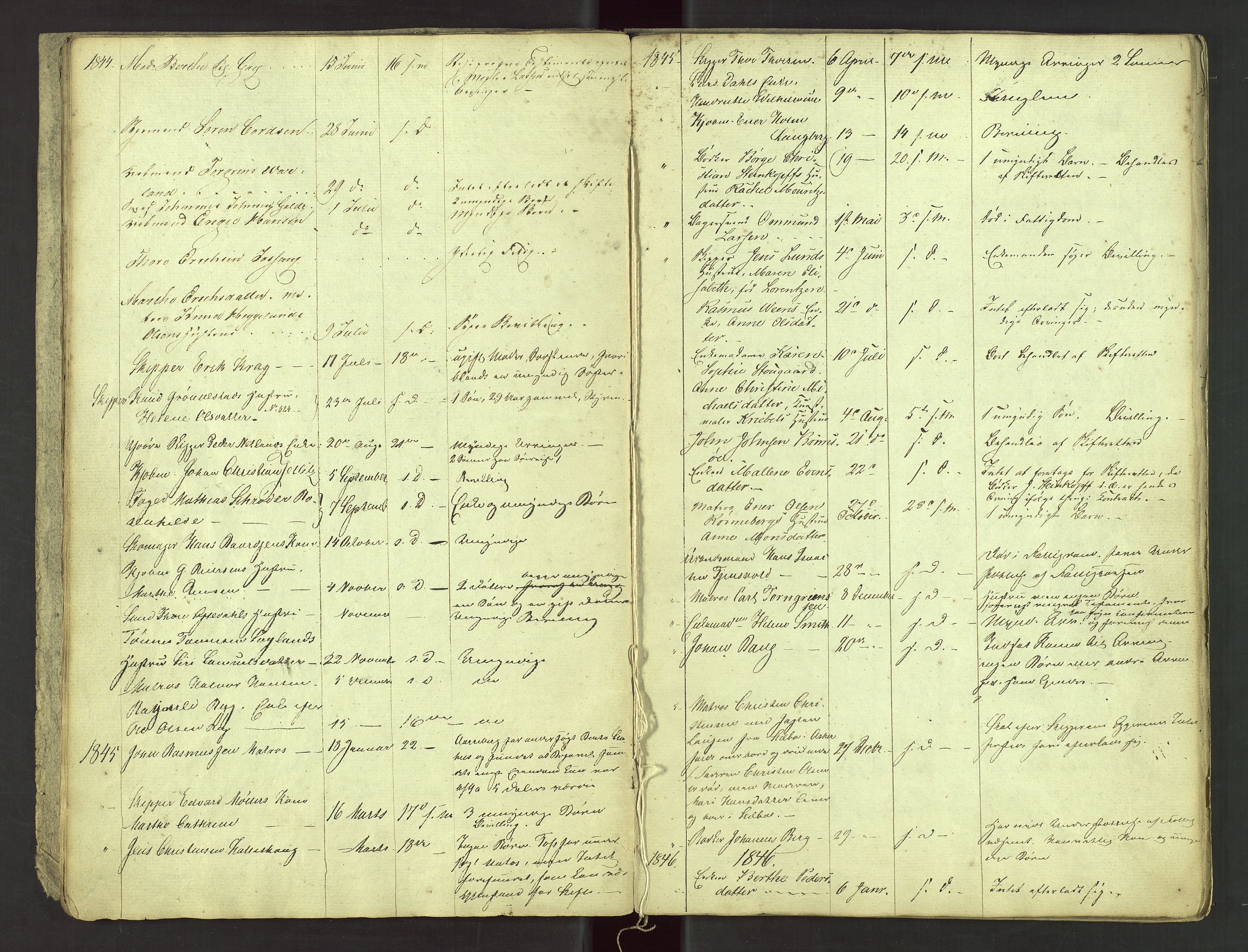 Stavanger byfogd, AV/SAST-A-101408/001/5/52/52B/L0001: Liste over anmeldte dødsfall, 1833-1863