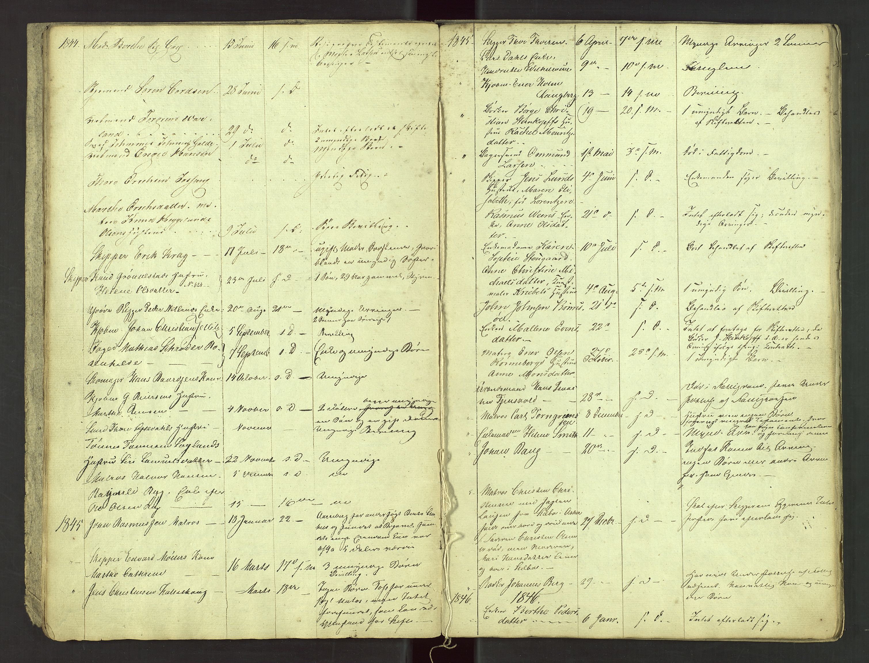 Stavanger byfogd, SAST/A-101408/001/5/52/52B/L0001: Liste over anmeldte dødsfall, 1833-1863