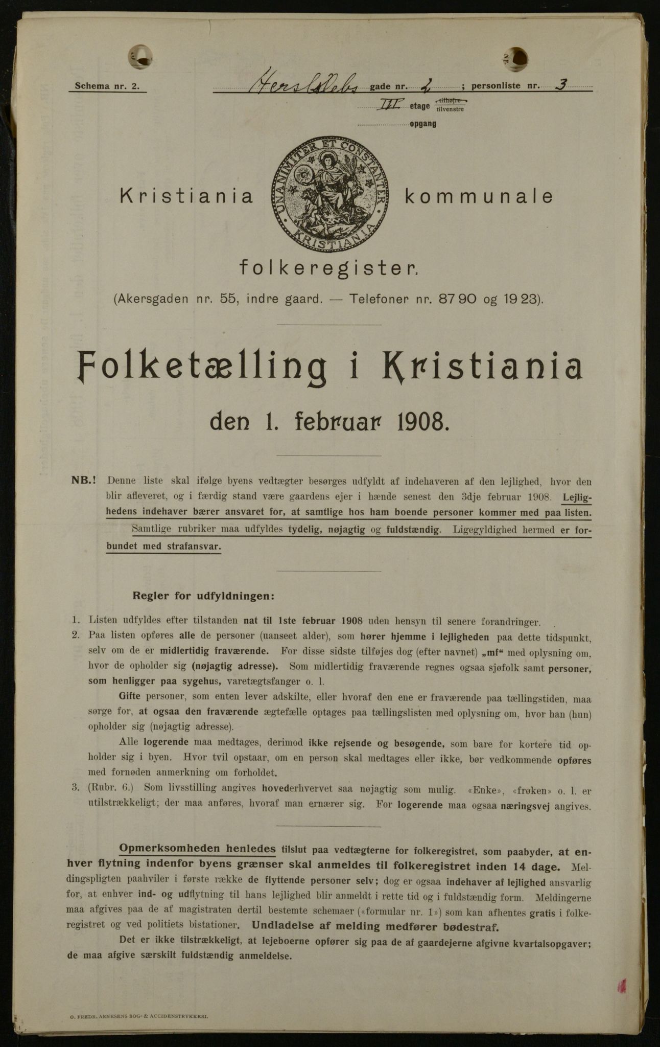 OBA, Municipal Census 1908 for Kristiania, 1908, p. 35164