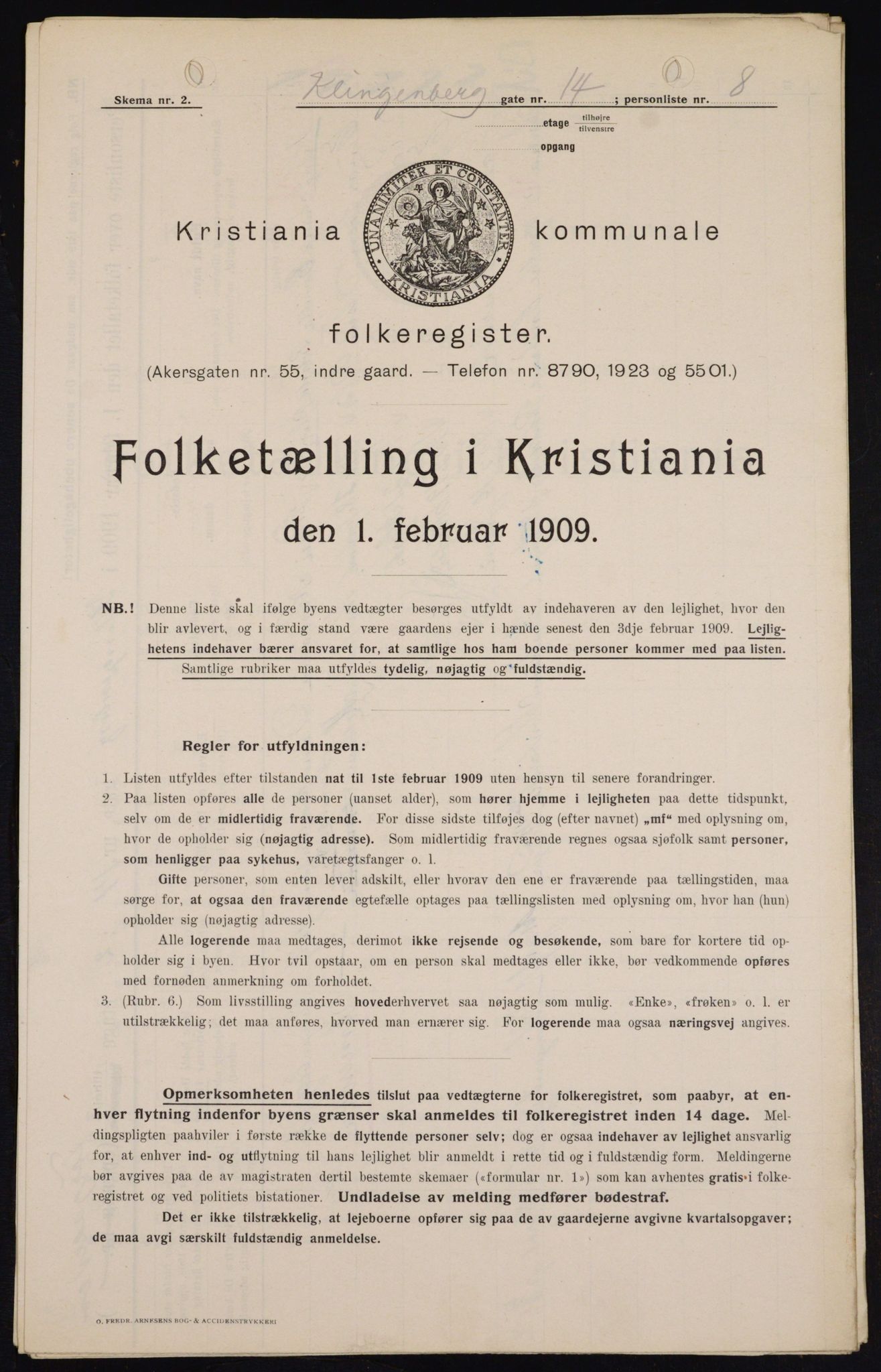 OBA, Municipal Census 1909 for Kristiania, 1909, p. 47607