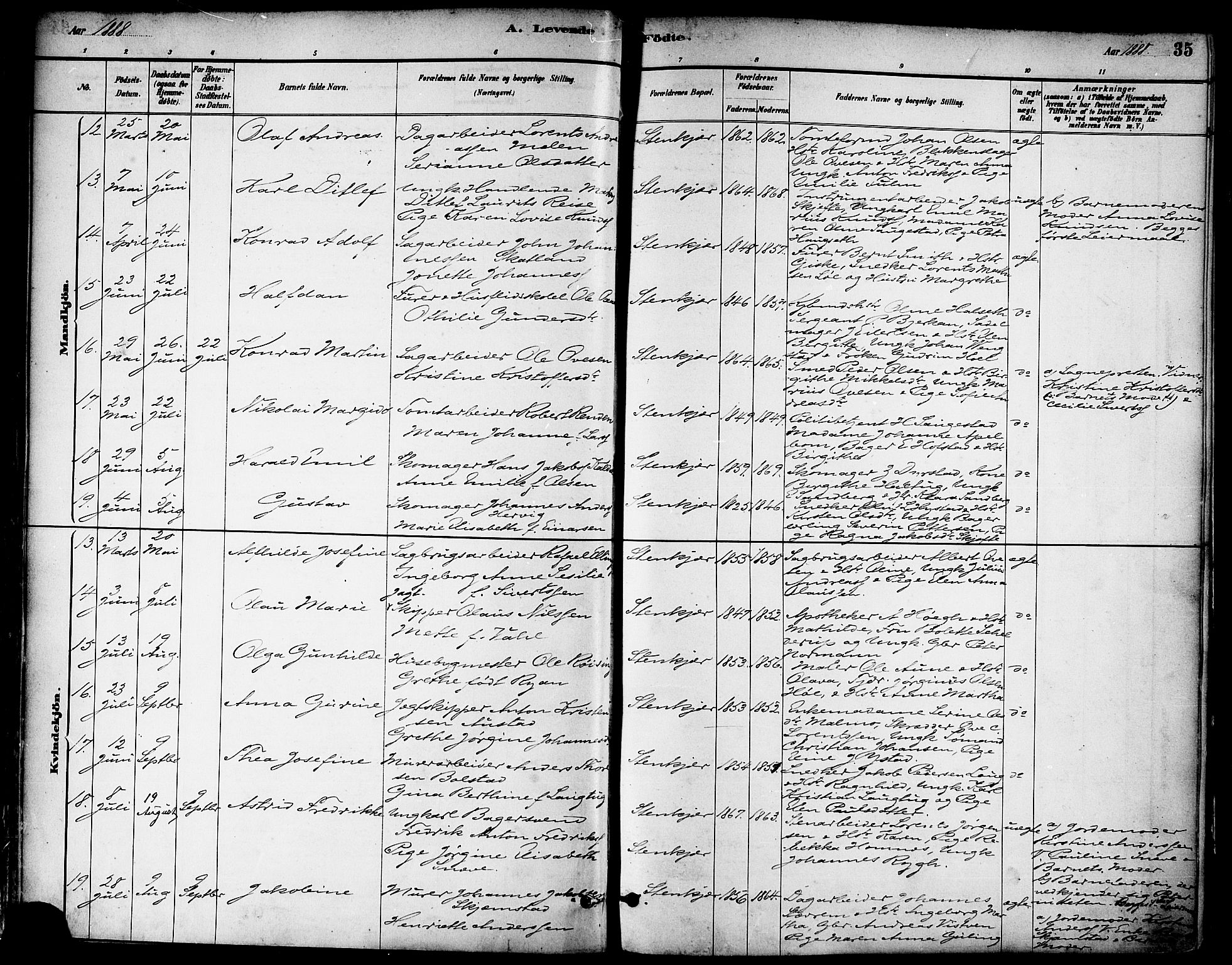 Ministerialprotokoller, klokkerbøker og fødselsregistre - Nord-Trøndelag, AV/SAT-A-1458/739/L0371: Parish register (official) no. 739A03, 1881-1895, p. 35