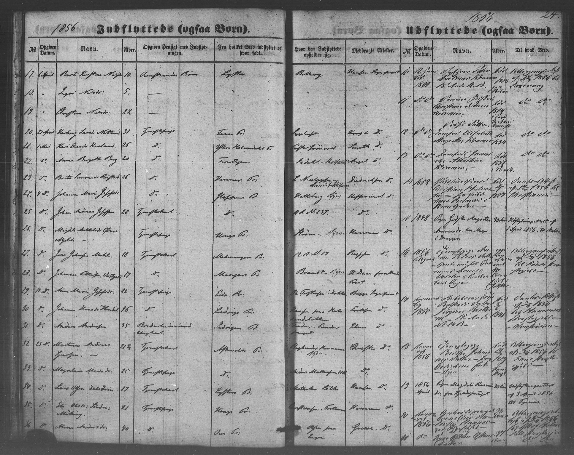 Domkirken sokneprestembete, AV/SAB-A-74801/H/Haa/L0047: Parish register (official) no. F 2, 1852-1868, p. 24