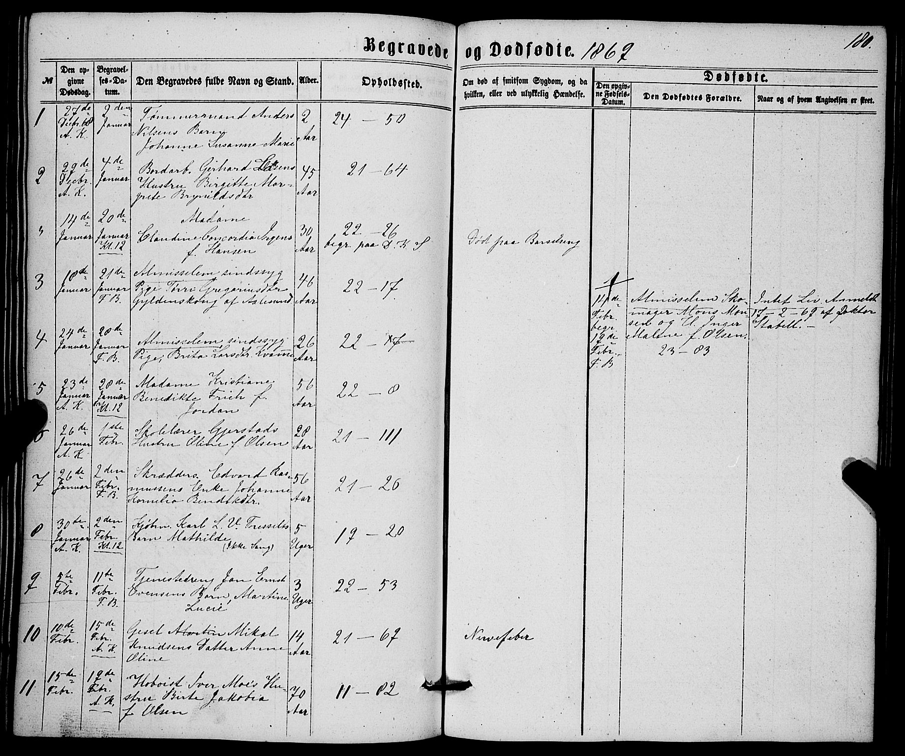 Korskirken sokneprestembete, SAB/A-76101/H/Haa/L0045: Parish register (official) no. E 3, 1863-1875, p. 180