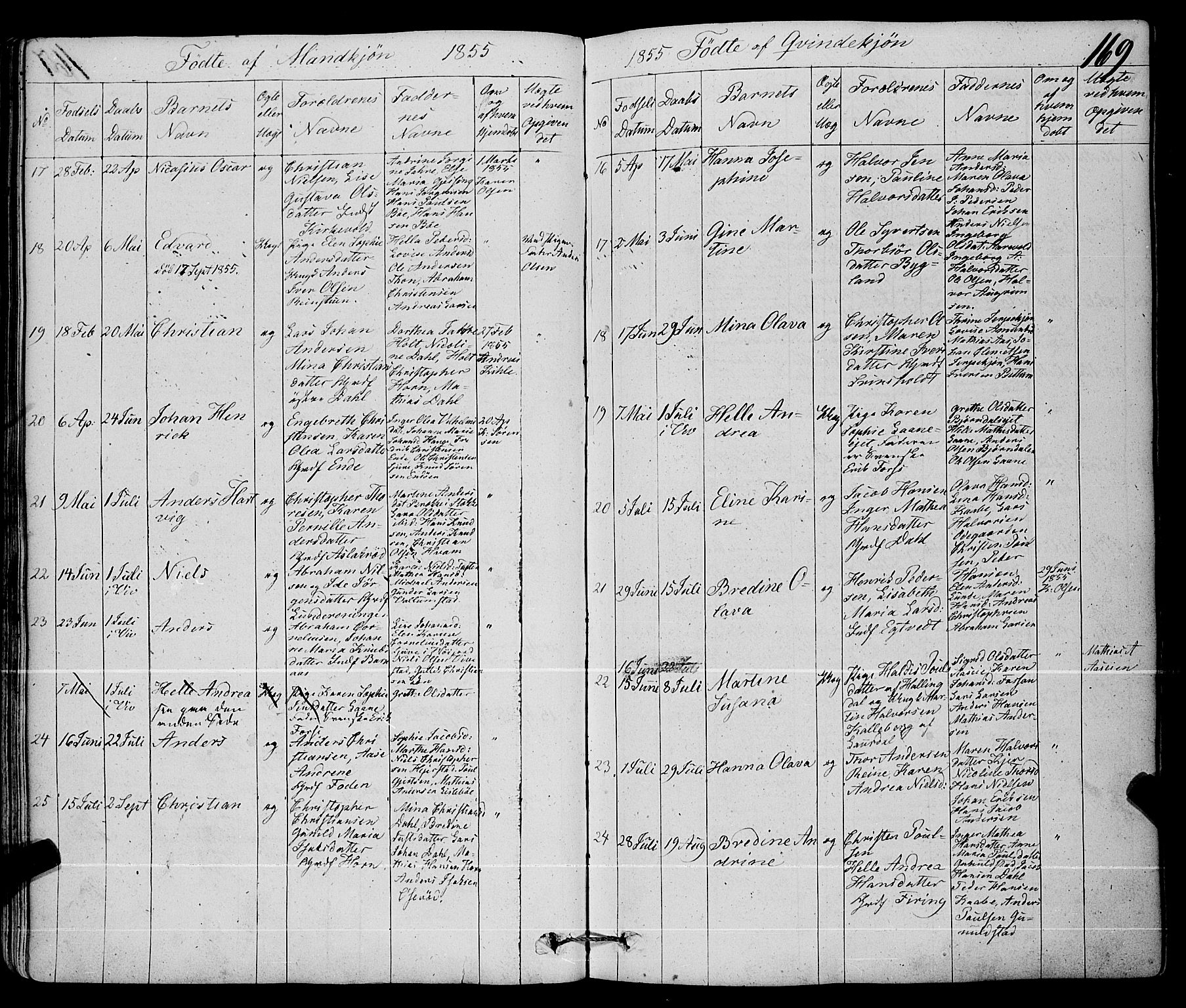Ramnes kirkebøker, SAKO/A-314/F/Fa/L0005: Parish register (official) no. I 5, 1841-1861, p. 168-169