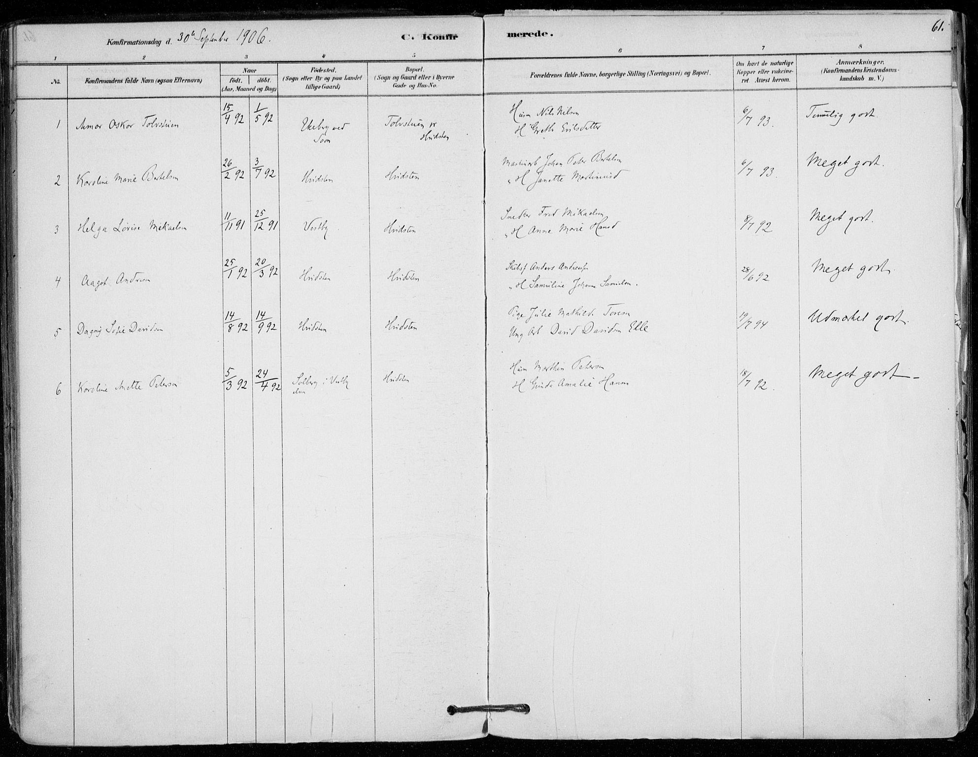 Vestby prestekontor Kirkebøker, SAO/A-10893/F/Fd/L0001: Parish register (official) no. IV 1, 1878-1945, p. 61