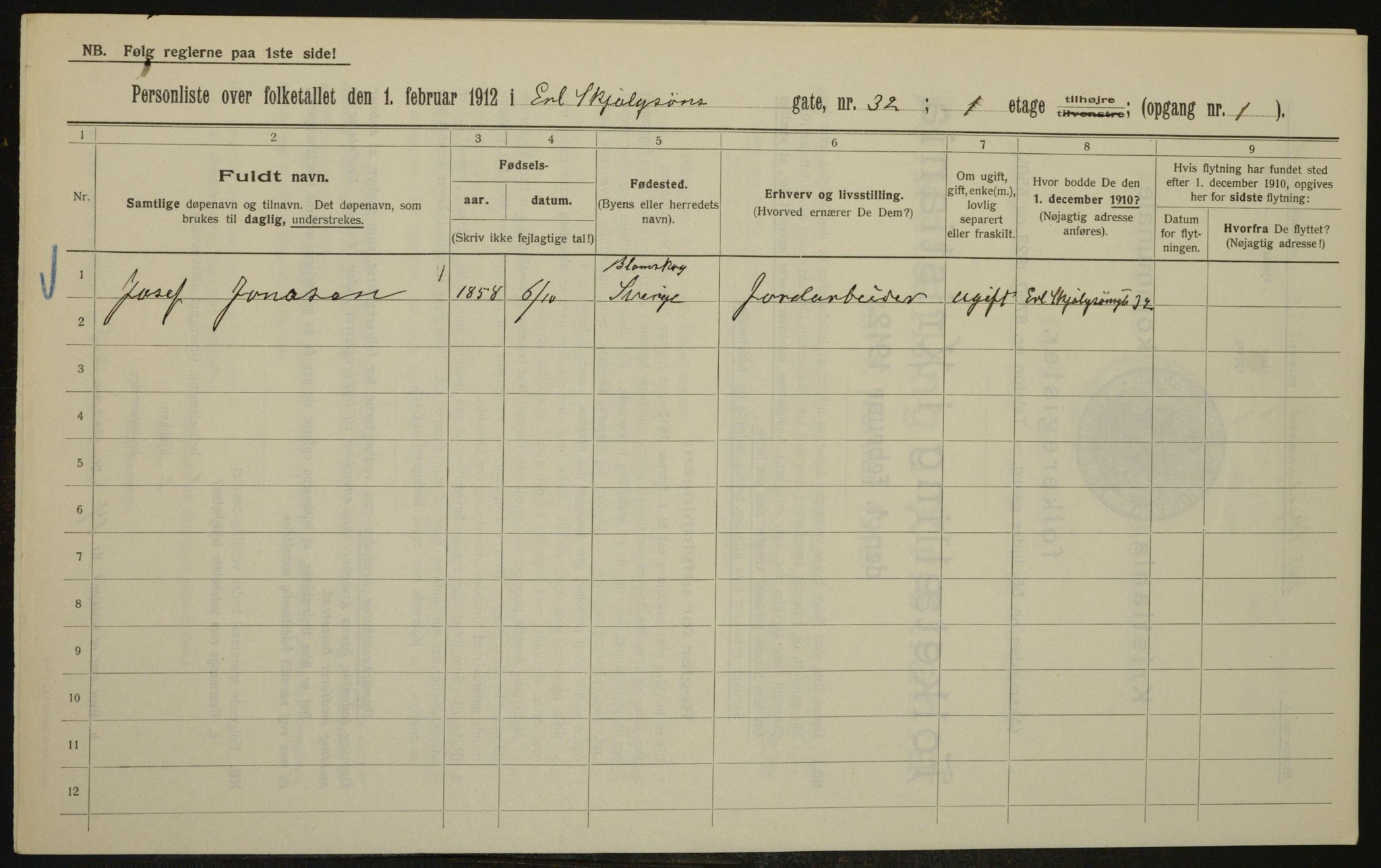 OBA, Municipal Census 1912 for Kristiania, 1912, p. 22295