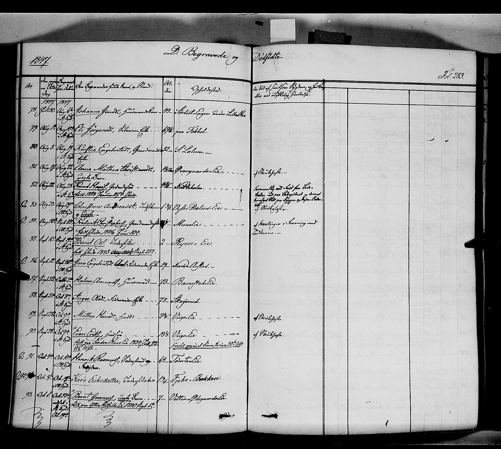 Stange prestekontor, AV/SAH-PREST-002/K/L0011: Parish register (official) no. 11, 1846-1852, p. 283