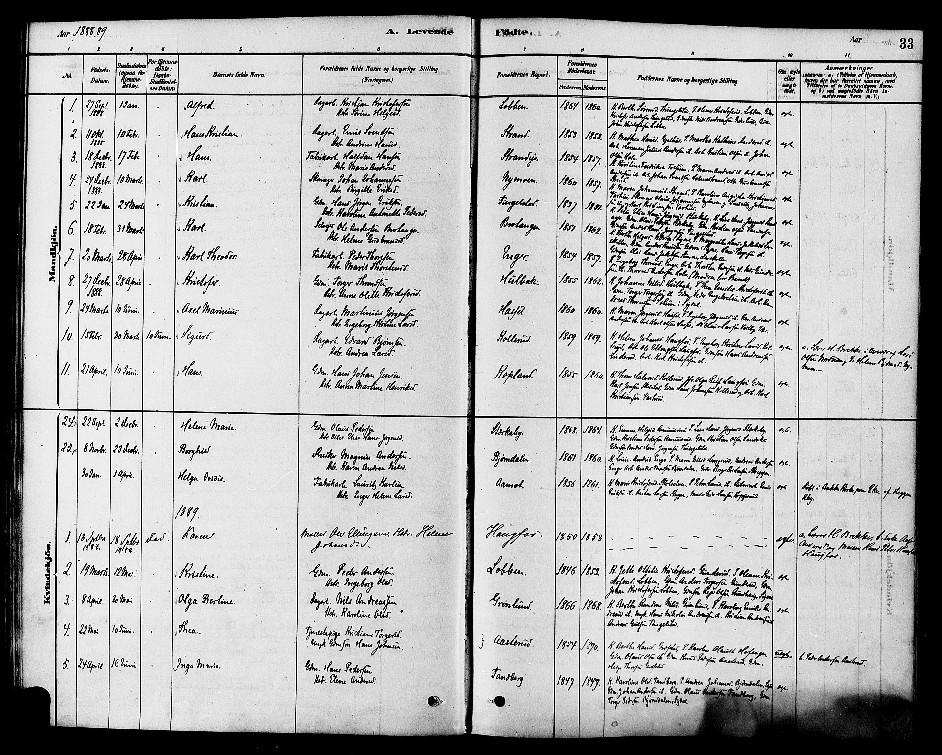 Modum kirkebøker, SAKO/A-234/F/Fa/L0015: Parish register (official) no. 15 /1, 1877-1889, p. 33