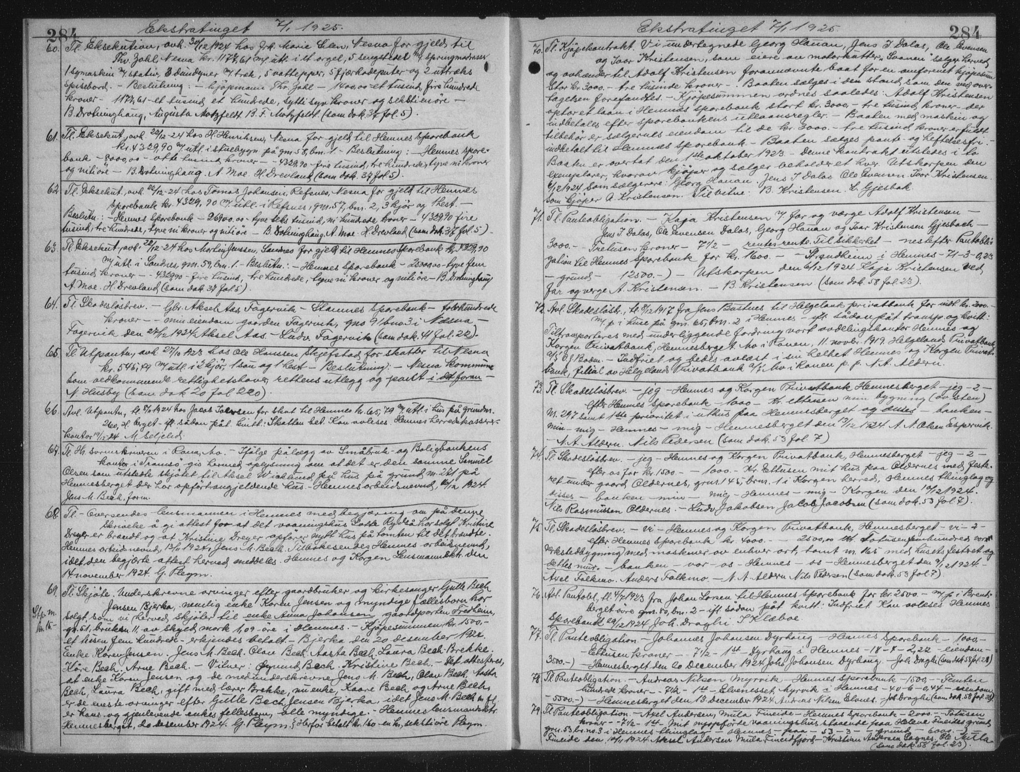 Rana sorenskriveri , AV/SAT-A-1108/1/2/2C/L0018: Mortgage book no. 18, 1923-1928, p. 284, Deed date: 07.01.1925