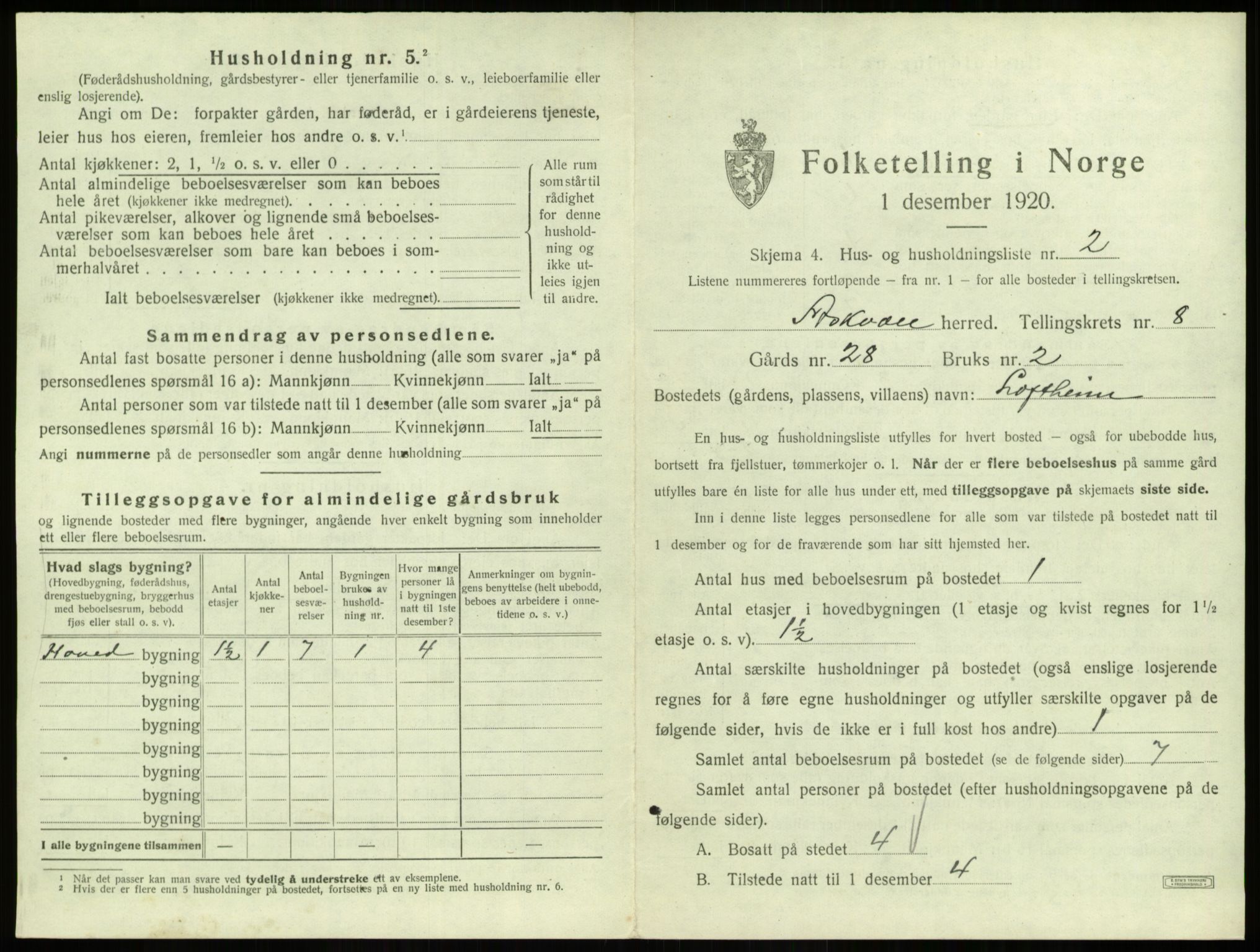 SAB, 1920 census for Askvoll, 1920, p. 418