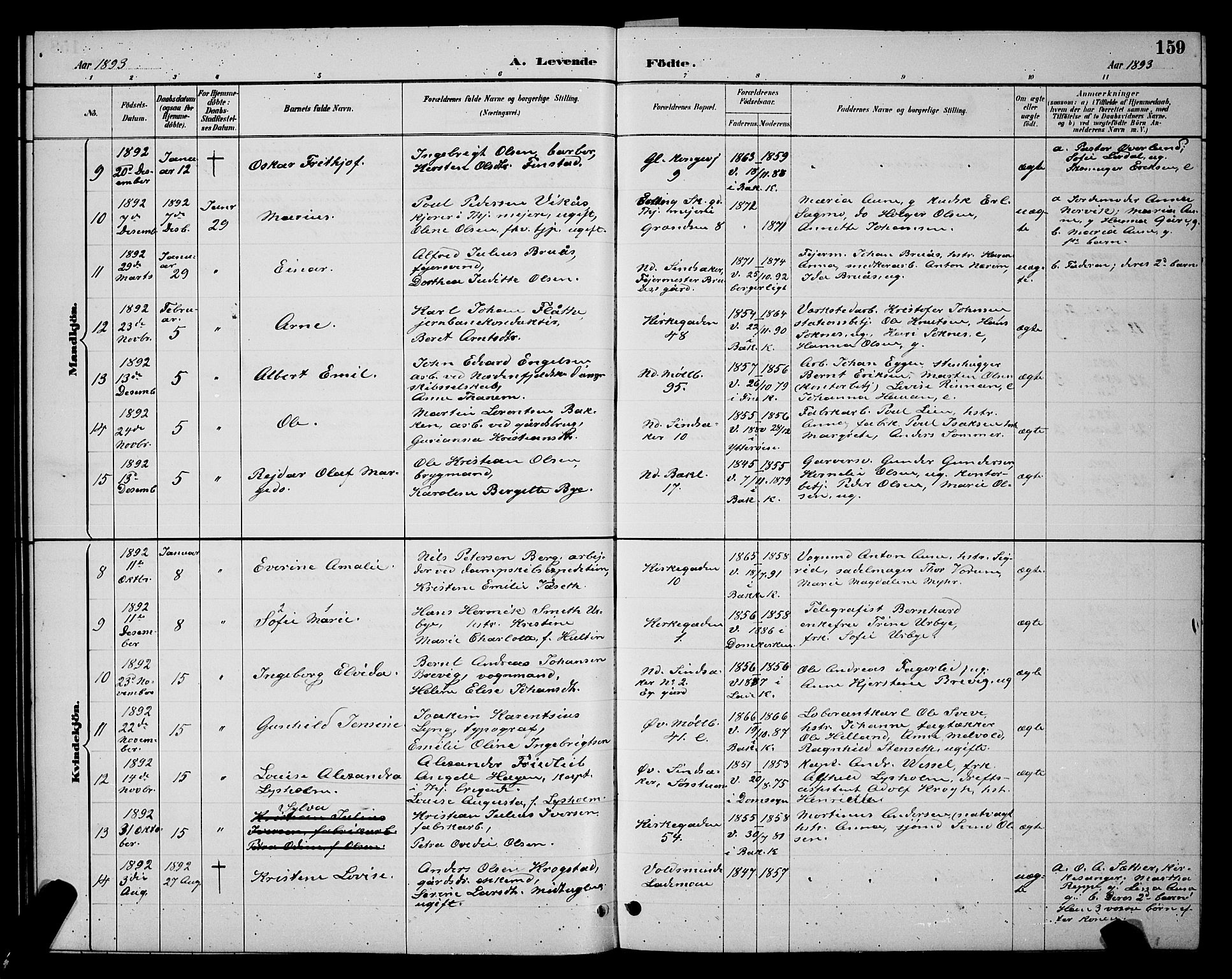 Ministerialprotokoller, klokkerbøker og fødselsregistre - Sør-Trøndelag, SAT/A-1456/604/L0222: Parish register (copy) no. 604C05, 1886-1895, p. 159