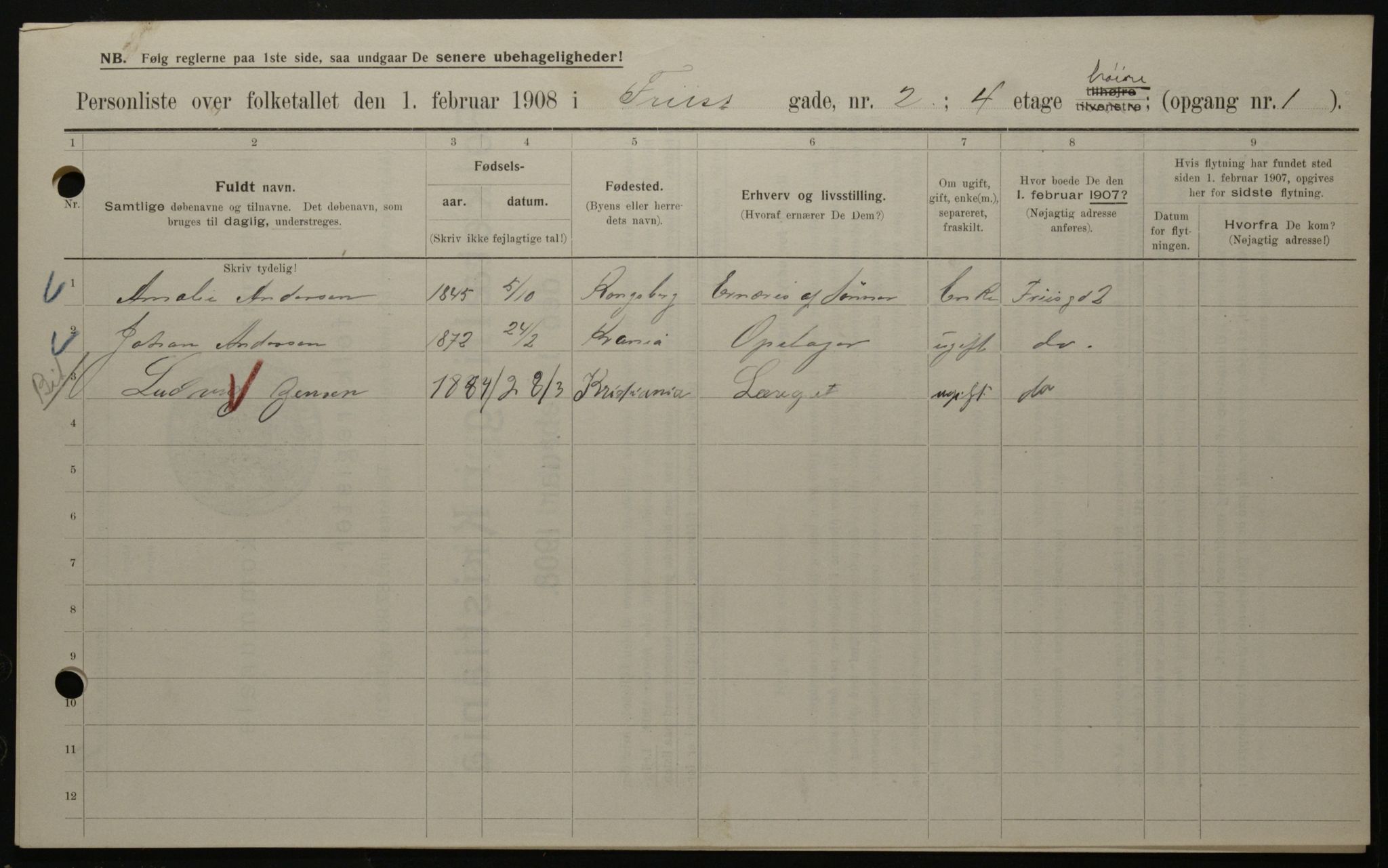 OBA, Municipal Census 1908 for Kristiania, 1908, p. 24241